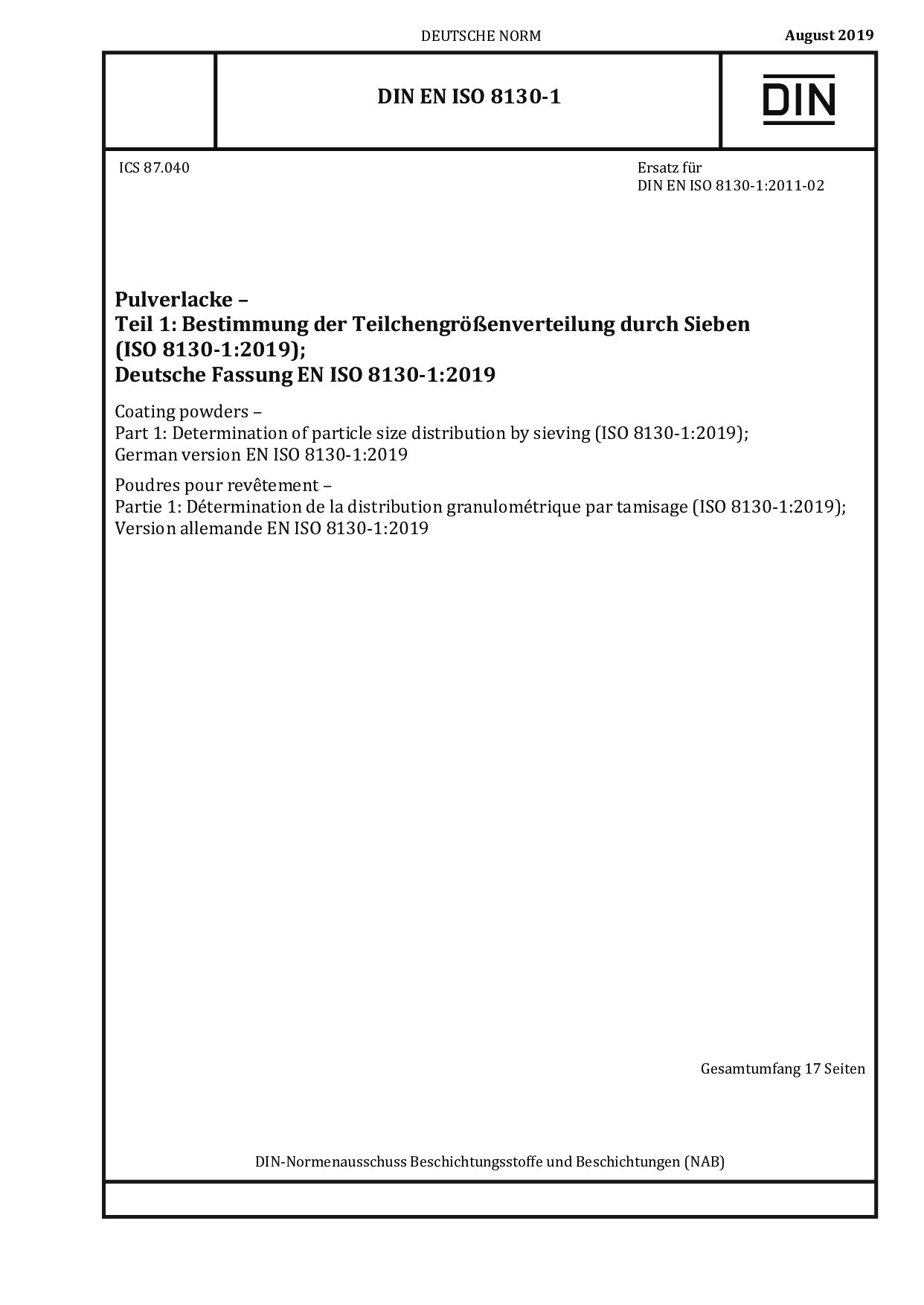 DIN EN ISO 8130-1:2019-08封面图