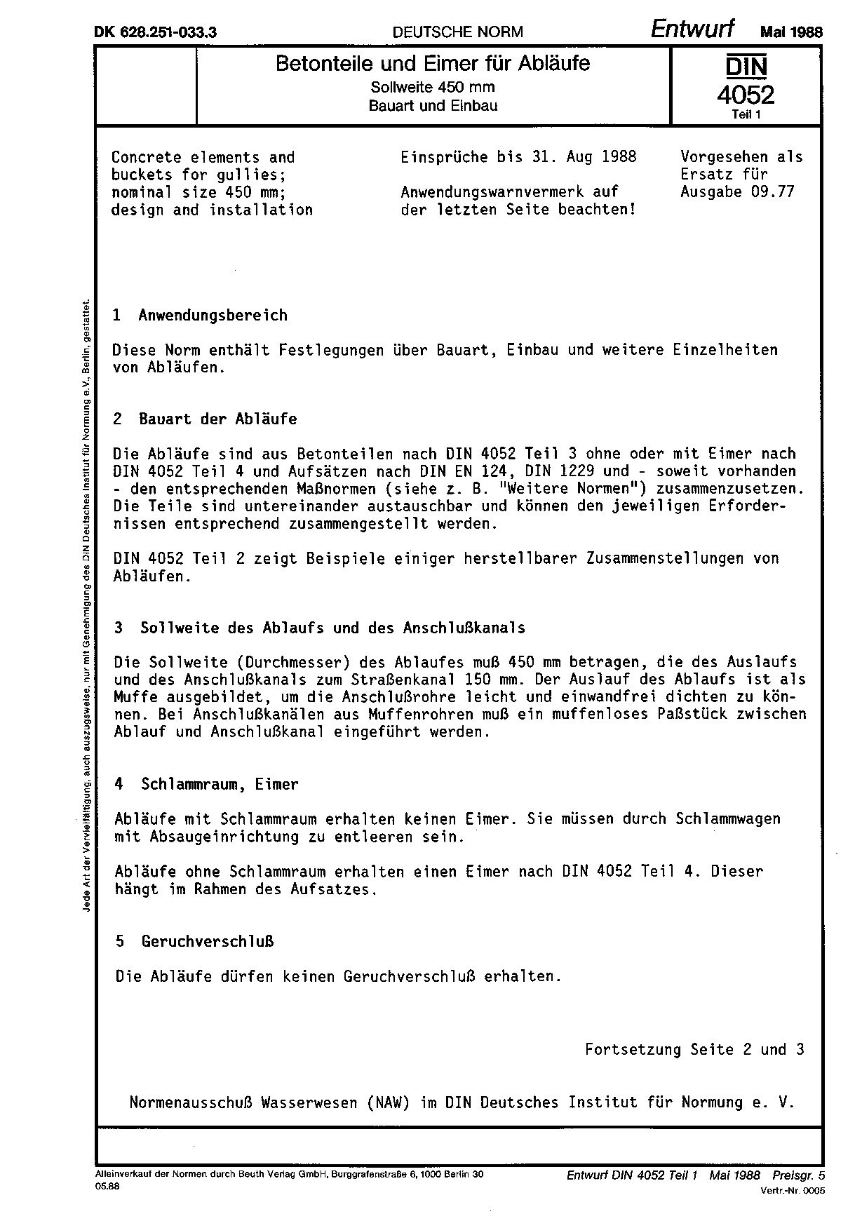 DIN 4052-1 E:1988-05封面图