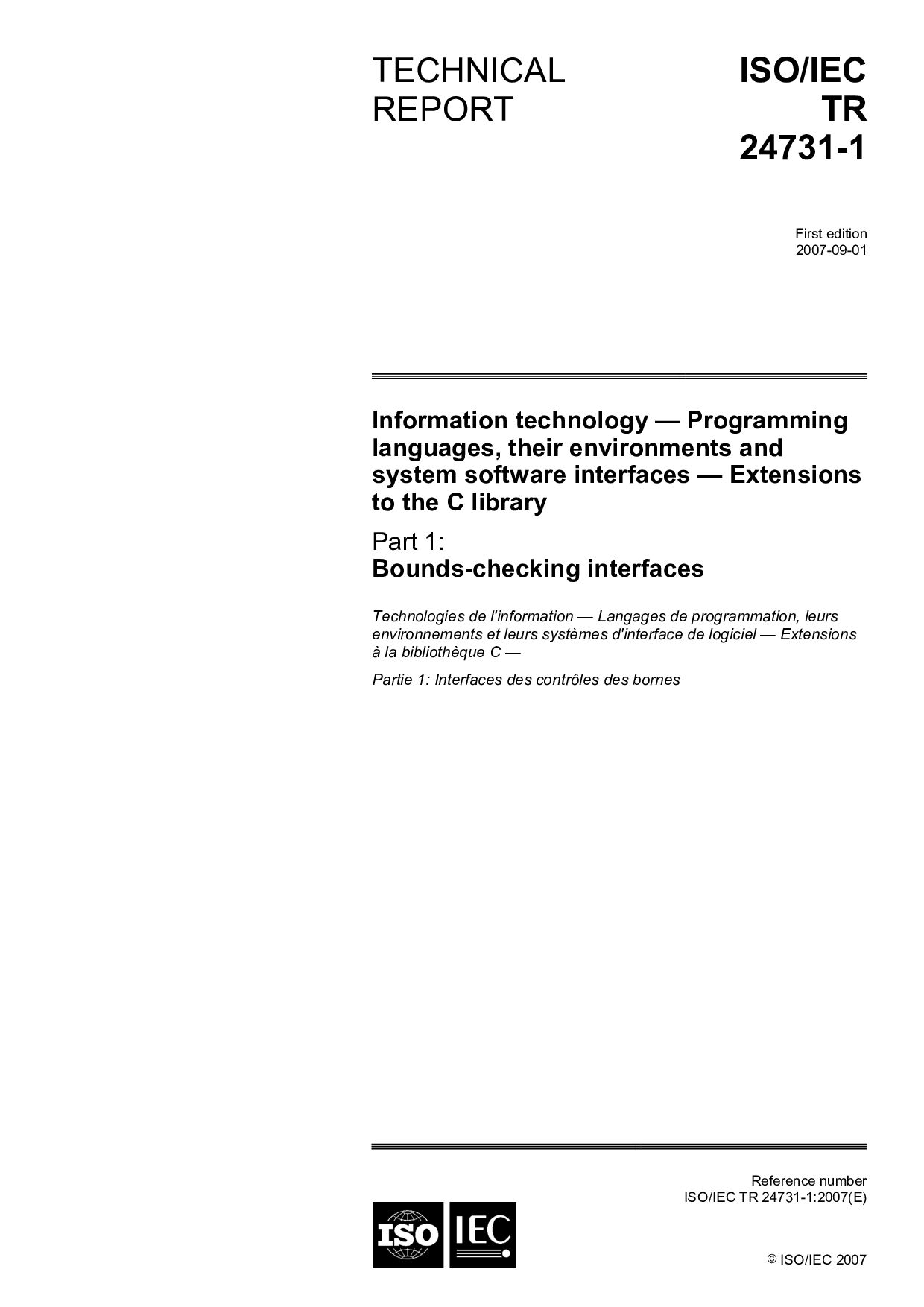 ISO/IEC TR 24731-1:2007