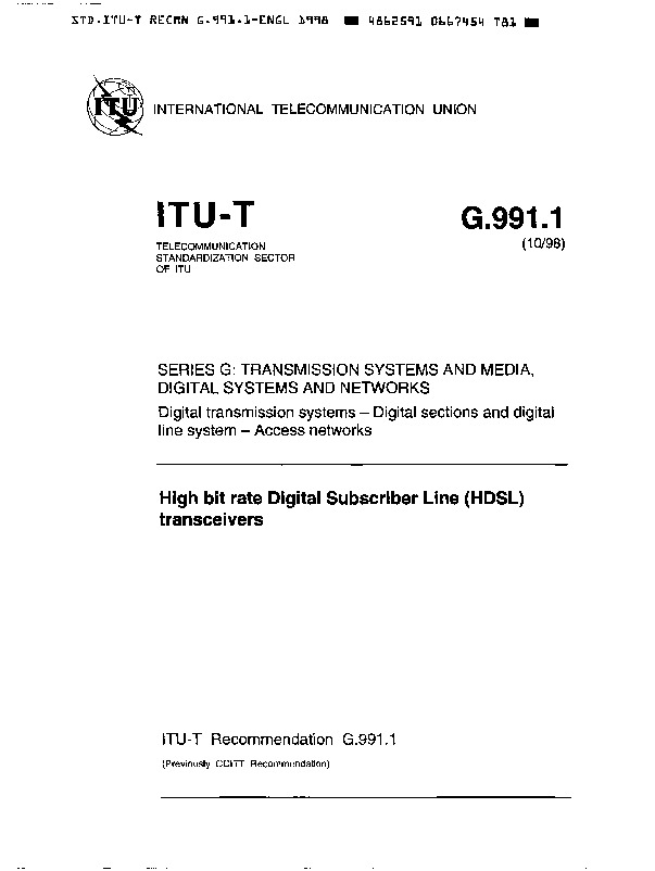 ITU-T G.991.1-1998封面图
