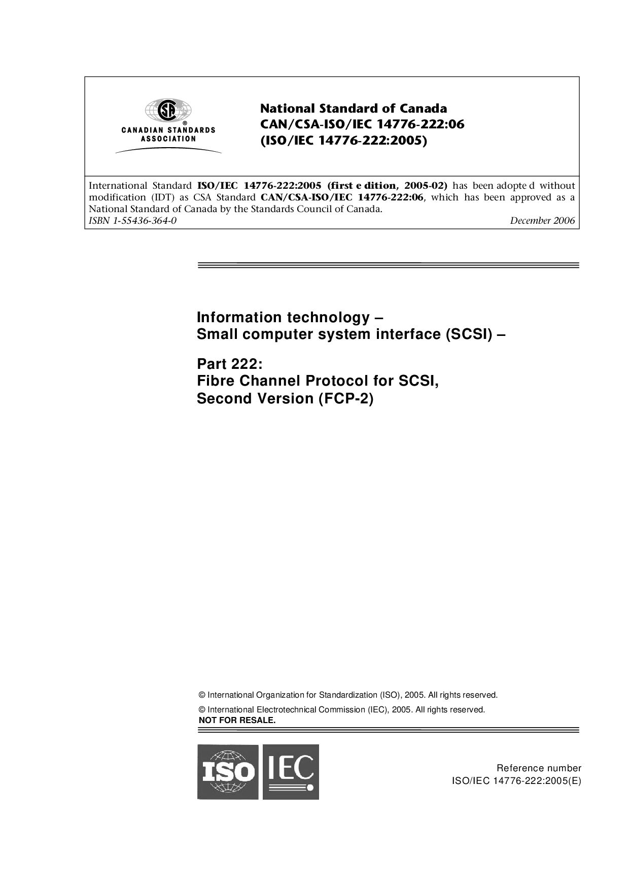 CAN/CSA-ISO/IEC 14776-222:2006封面图