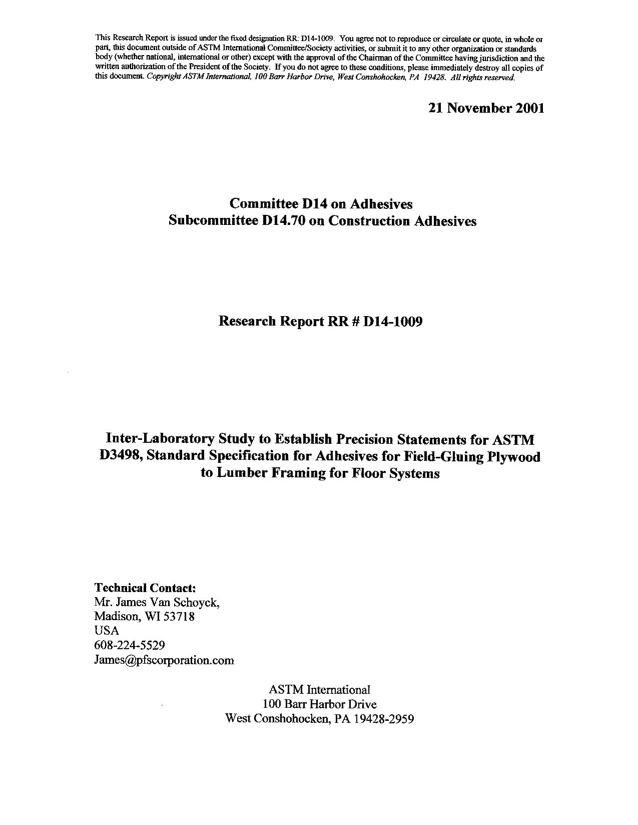 ASTM RR-D14-1009 2001封面图