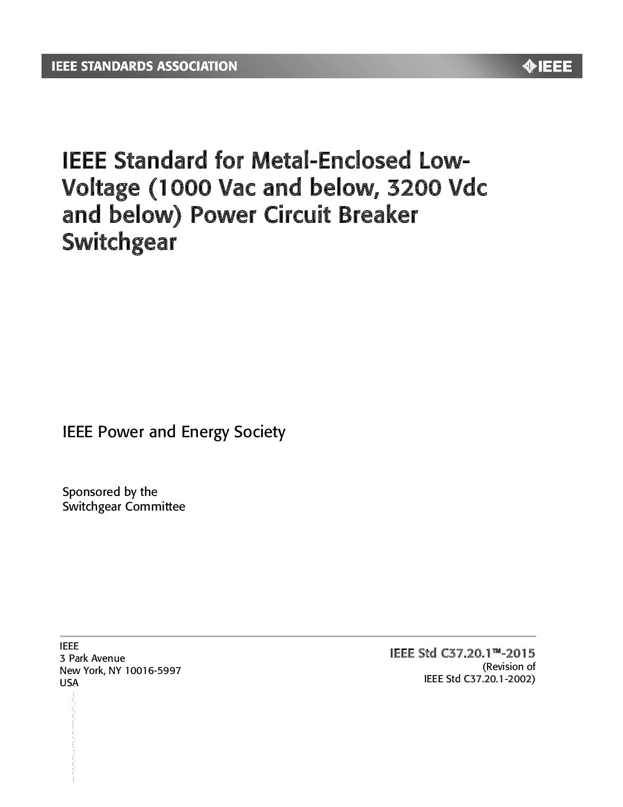 IEEE Std C37.20.1-2015封面图