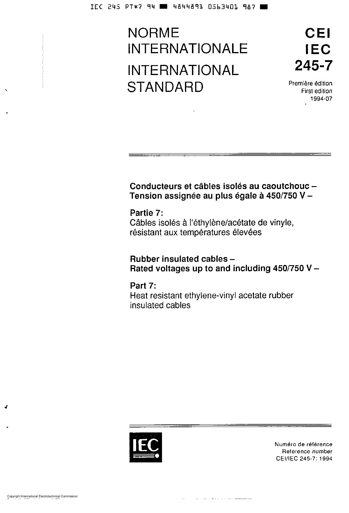 IEC 60245-7:1994封面图
