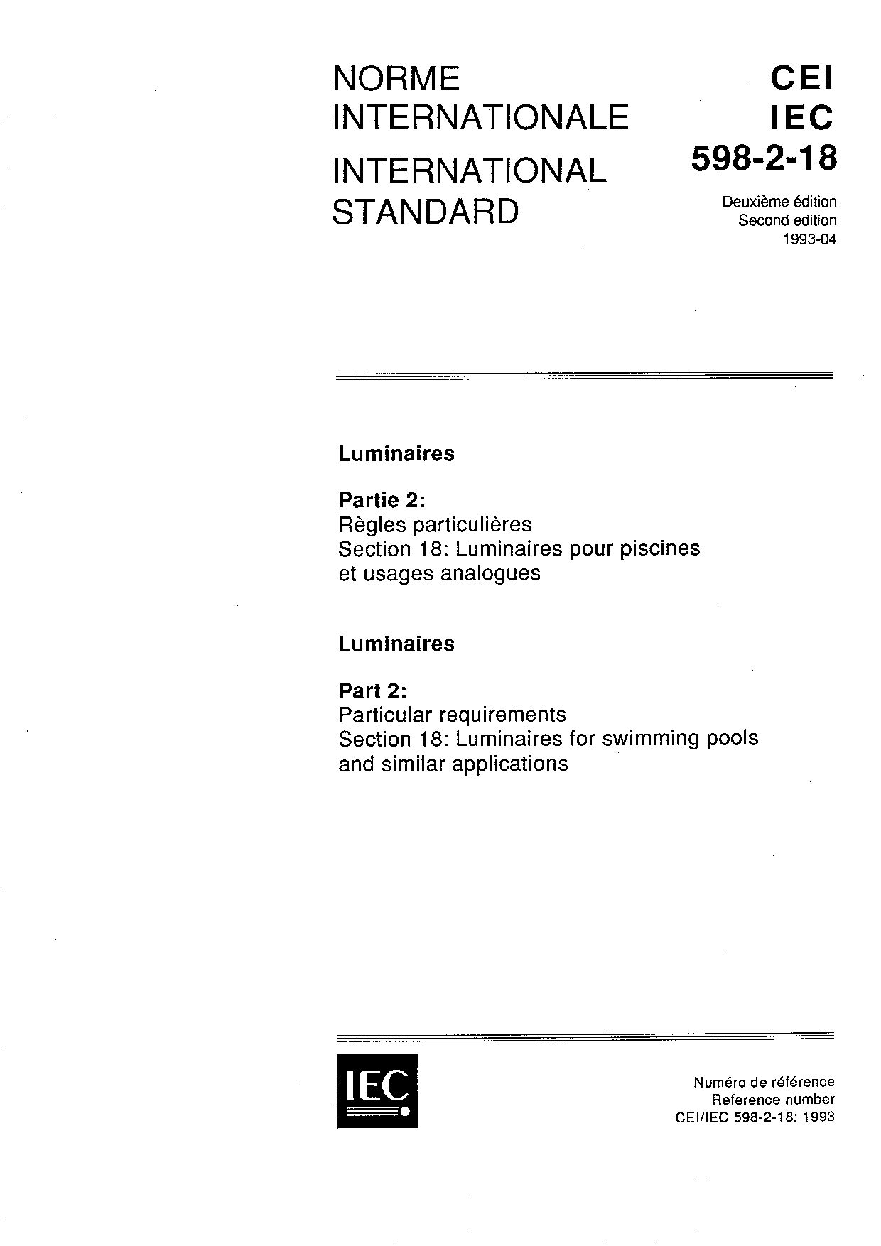 IEC 60598-2-18:1993封面图