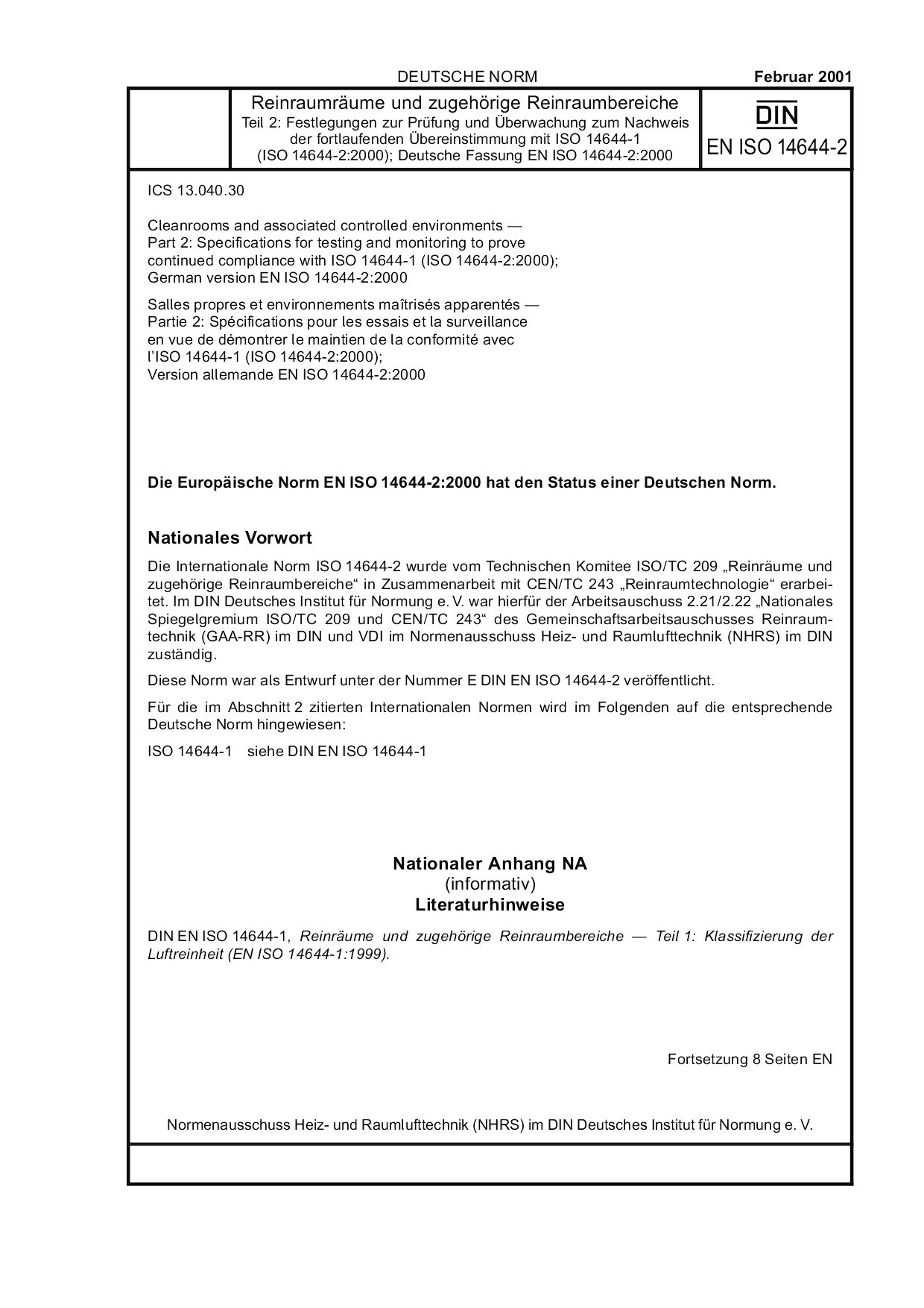 DIN EN ISO 14644-2:2001封面图