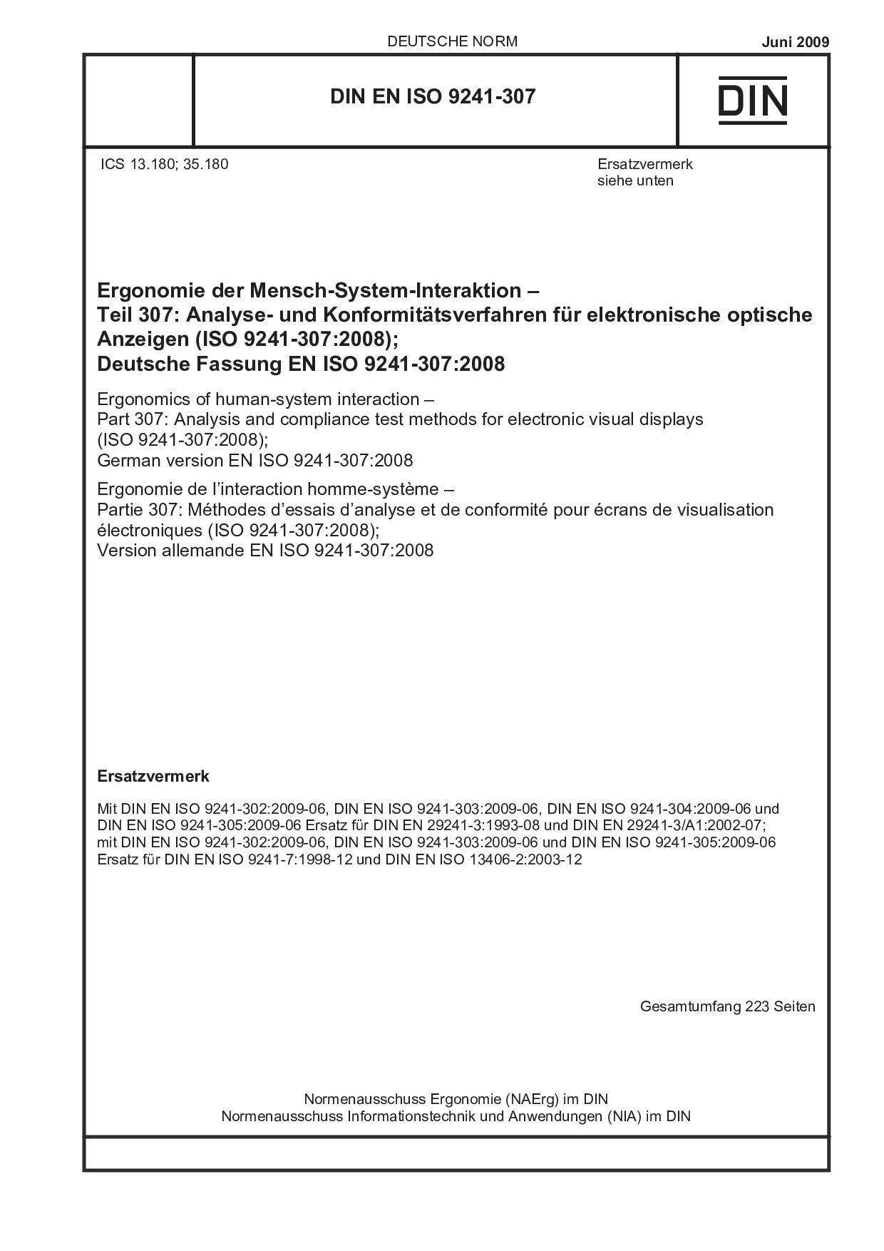 DIN EN ISO 9241-307:2009封面图