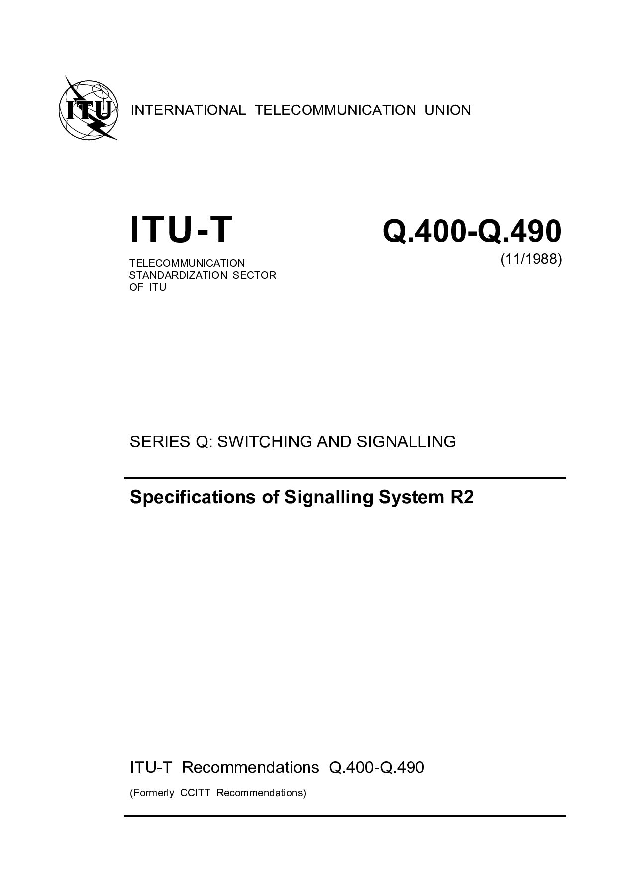 ITU-T Q.400-Q.490-1988封面图