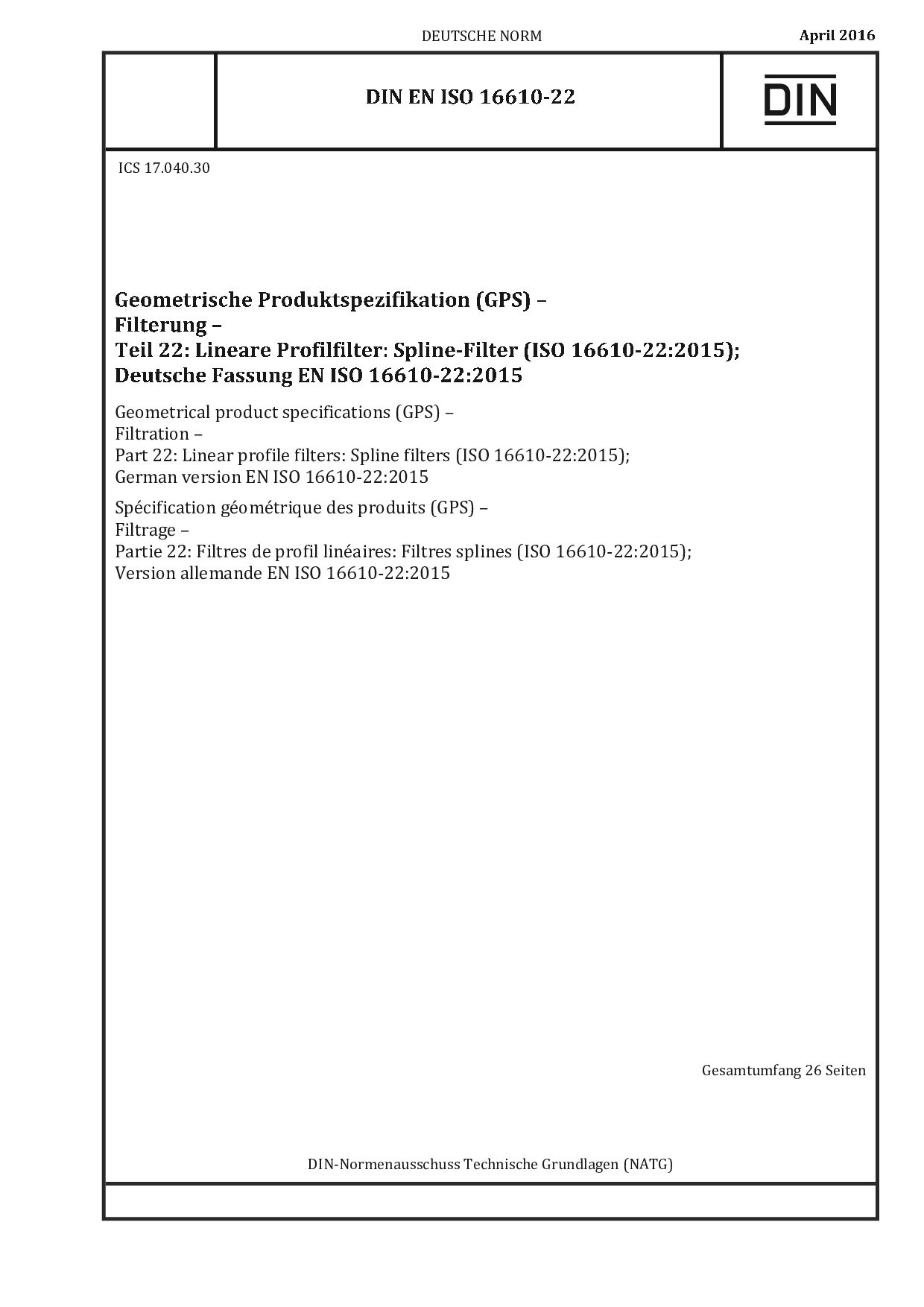 DIN EN ISO 16610-22:2016-04封面图