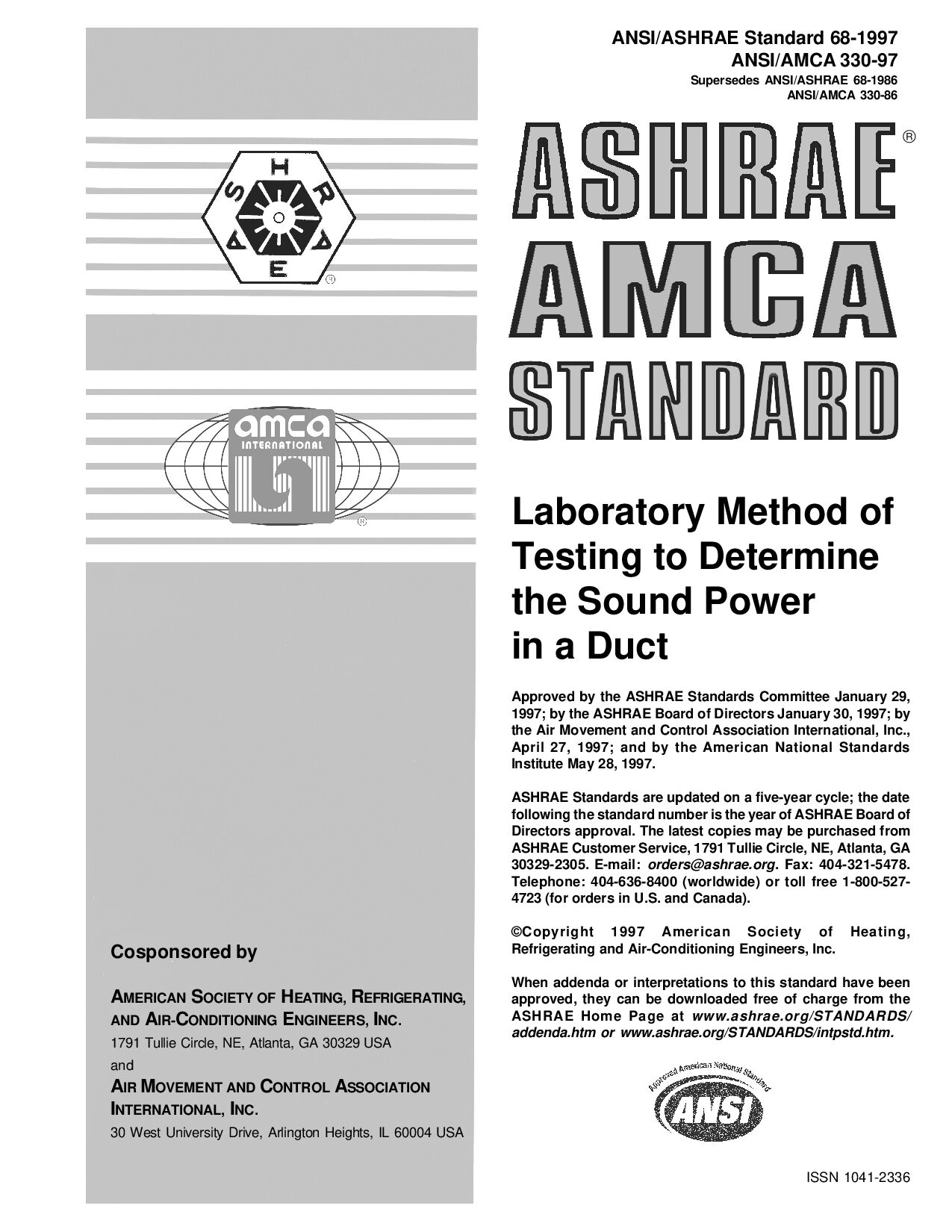 ANSI/ASHRAE 68-1997 (2000) ANSI AMCA 330-1997封面图