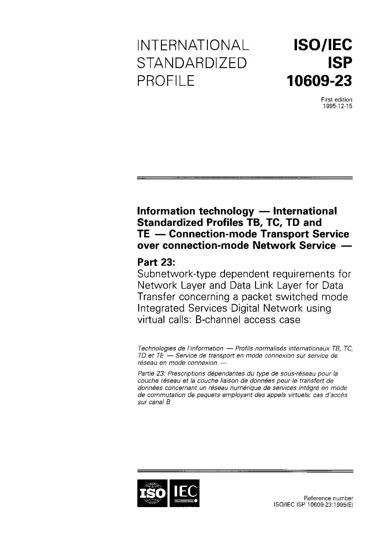 ISO/IEC ISP 10609-23:1995
