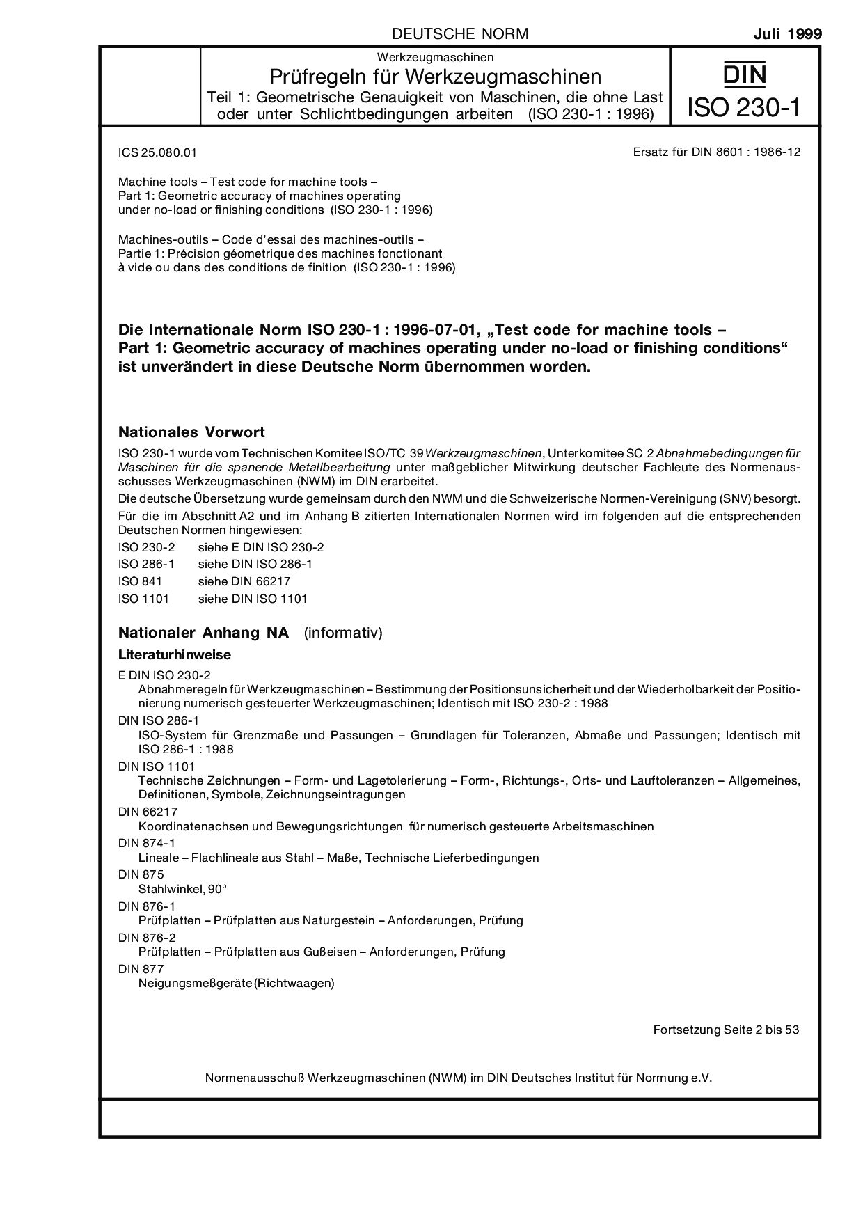 DIN ISO 230-1:1999封面图