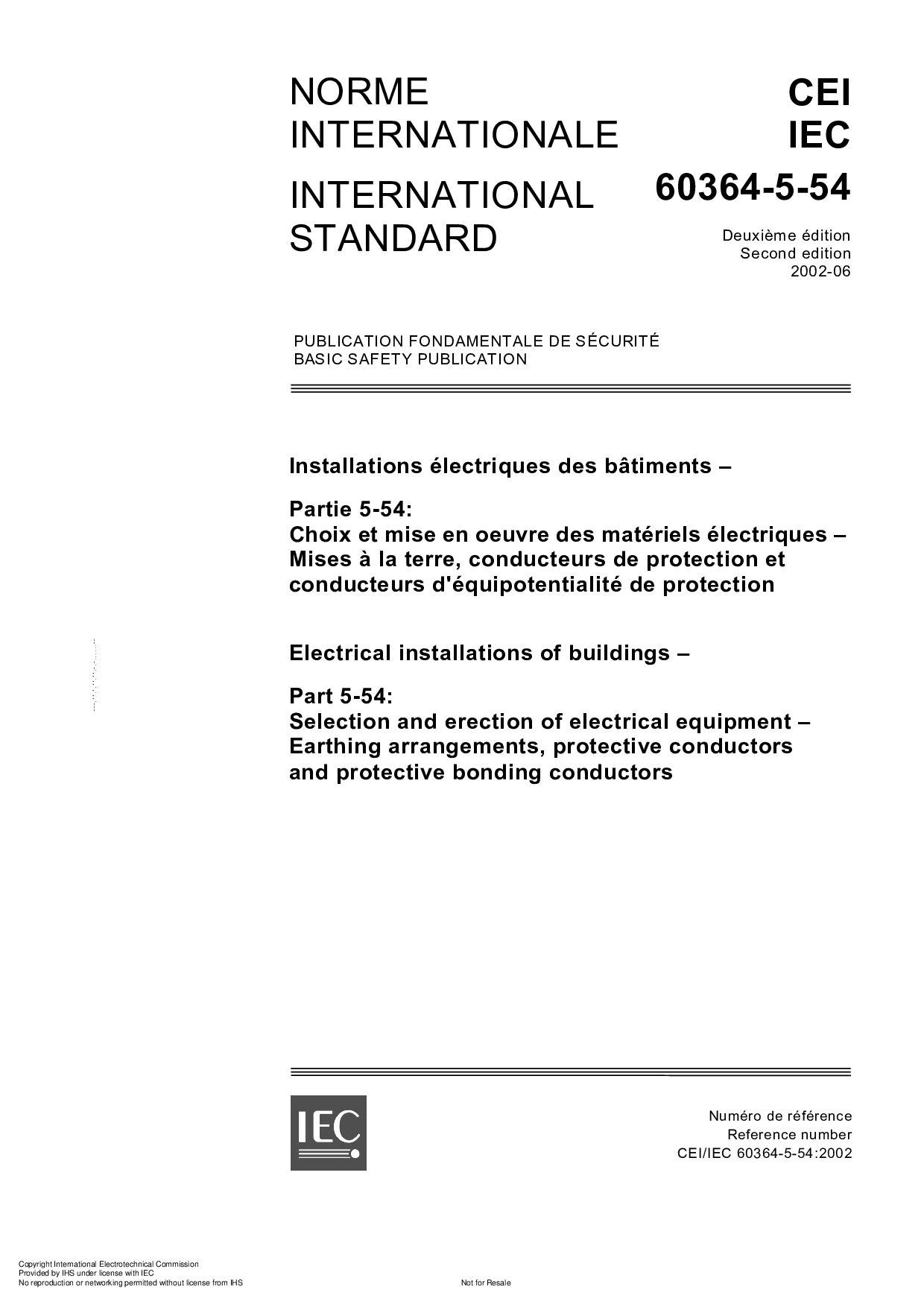IEC 60364-5-54:2002封面图