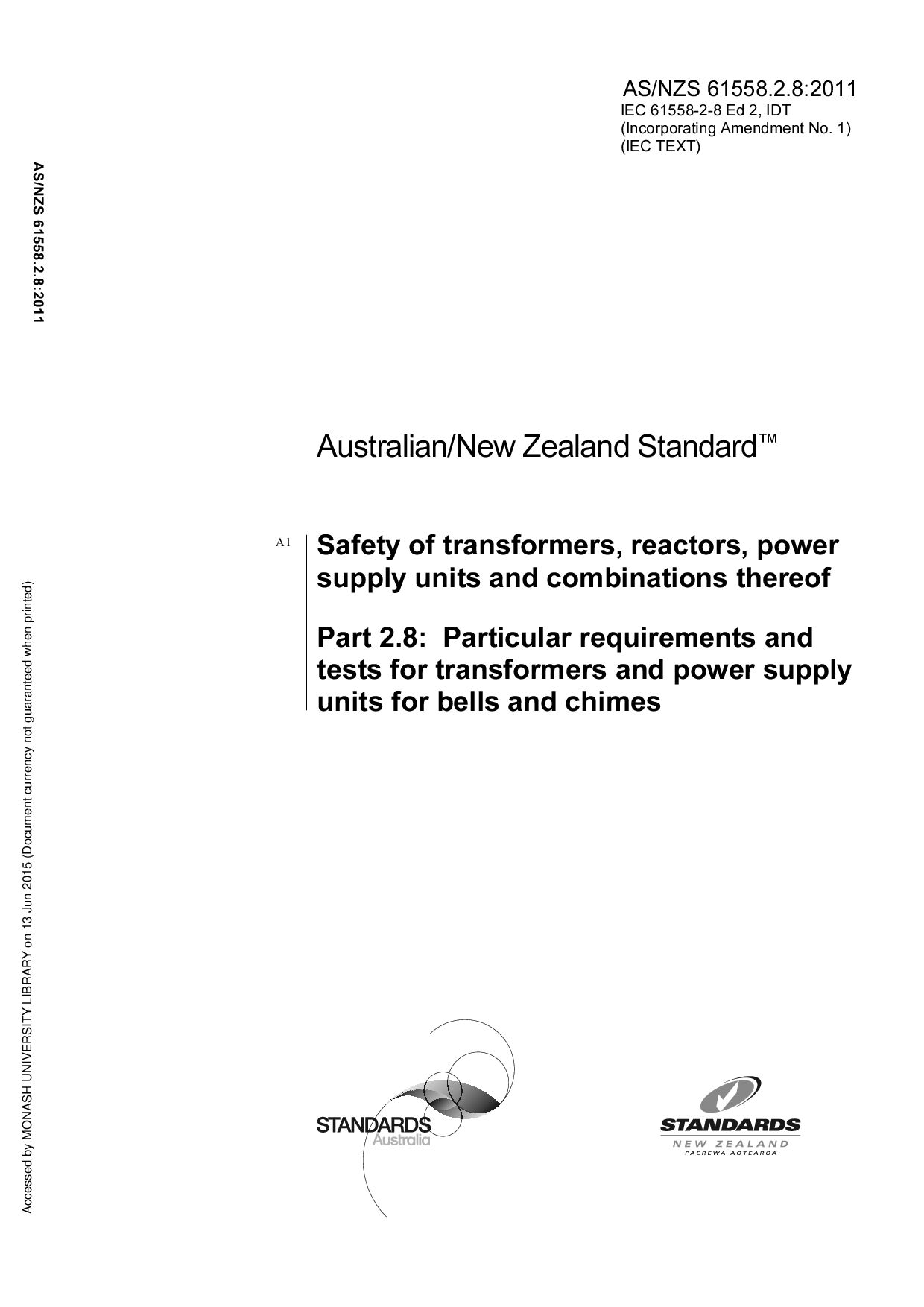 AS/NZS 61558.2.8:2011(R2012)封面图