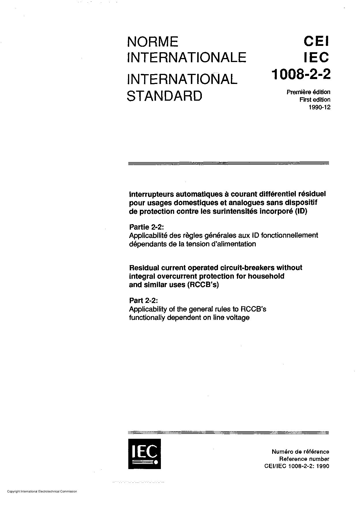 IEC 61008-2-2:1990封面图