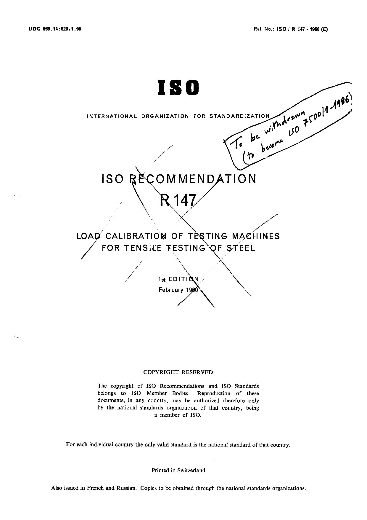 ISO/R 147:1960封面图