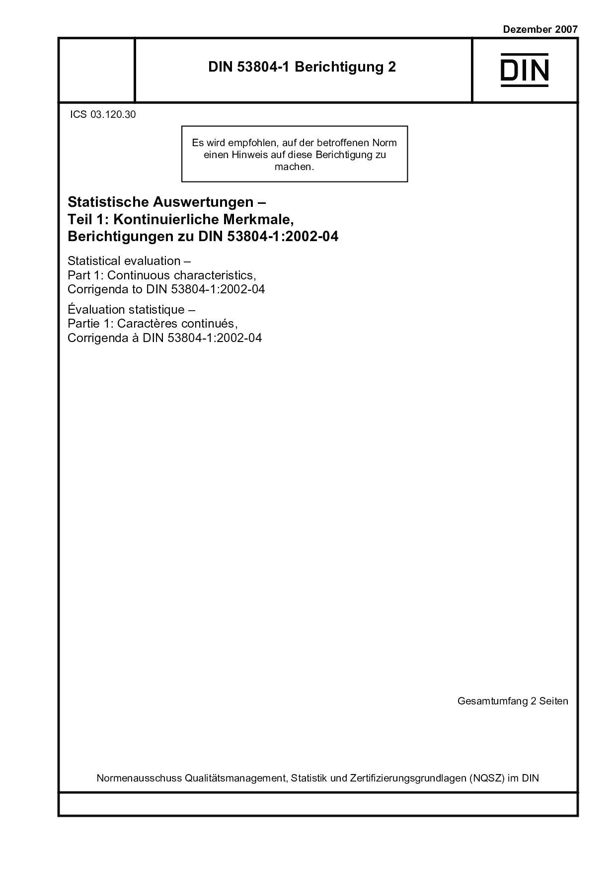 DIN 53804-1 Berichtigung 2:2007封面图