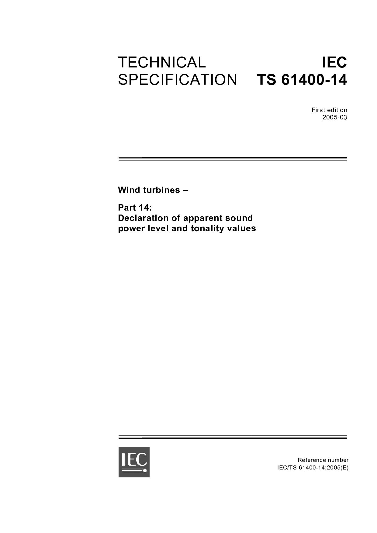 IEC TS 61400-14:2005封面图