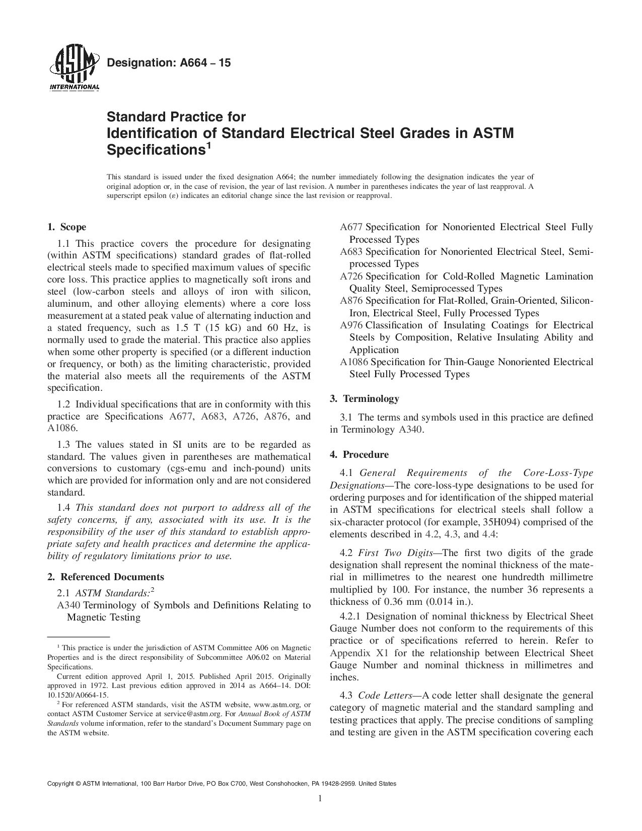 ASTM A664-15封面图