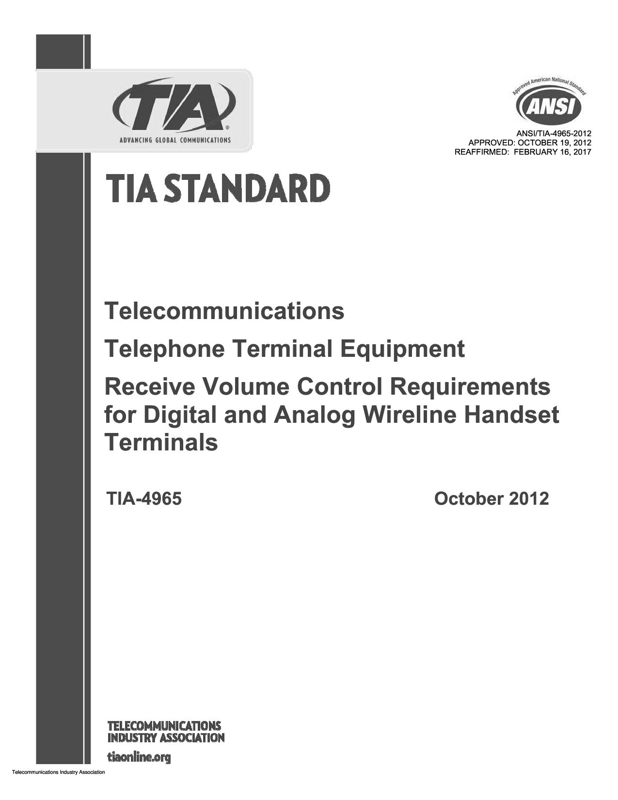 ANSI/TIA-4965-2012(2017)