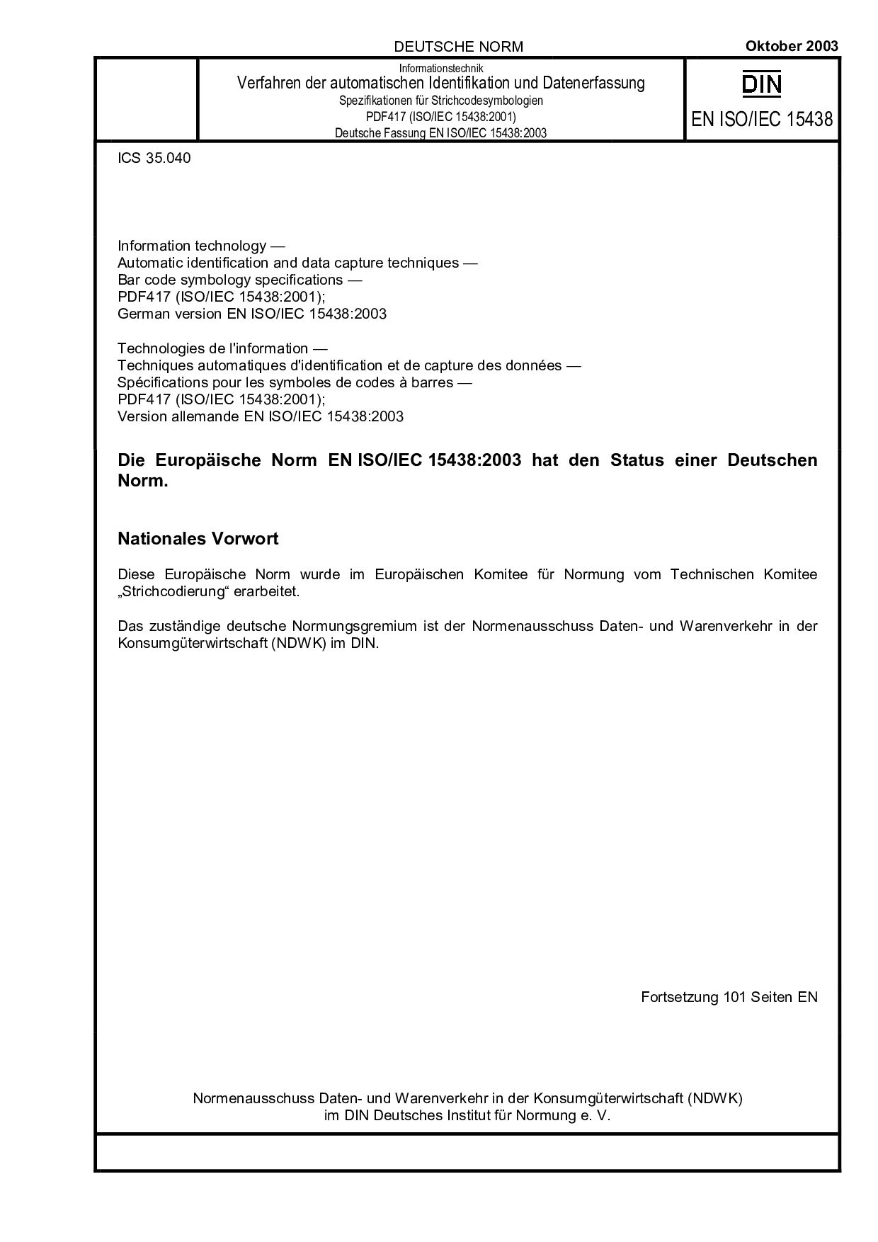 DIN EN ISO/IEC 15438:2003封面图