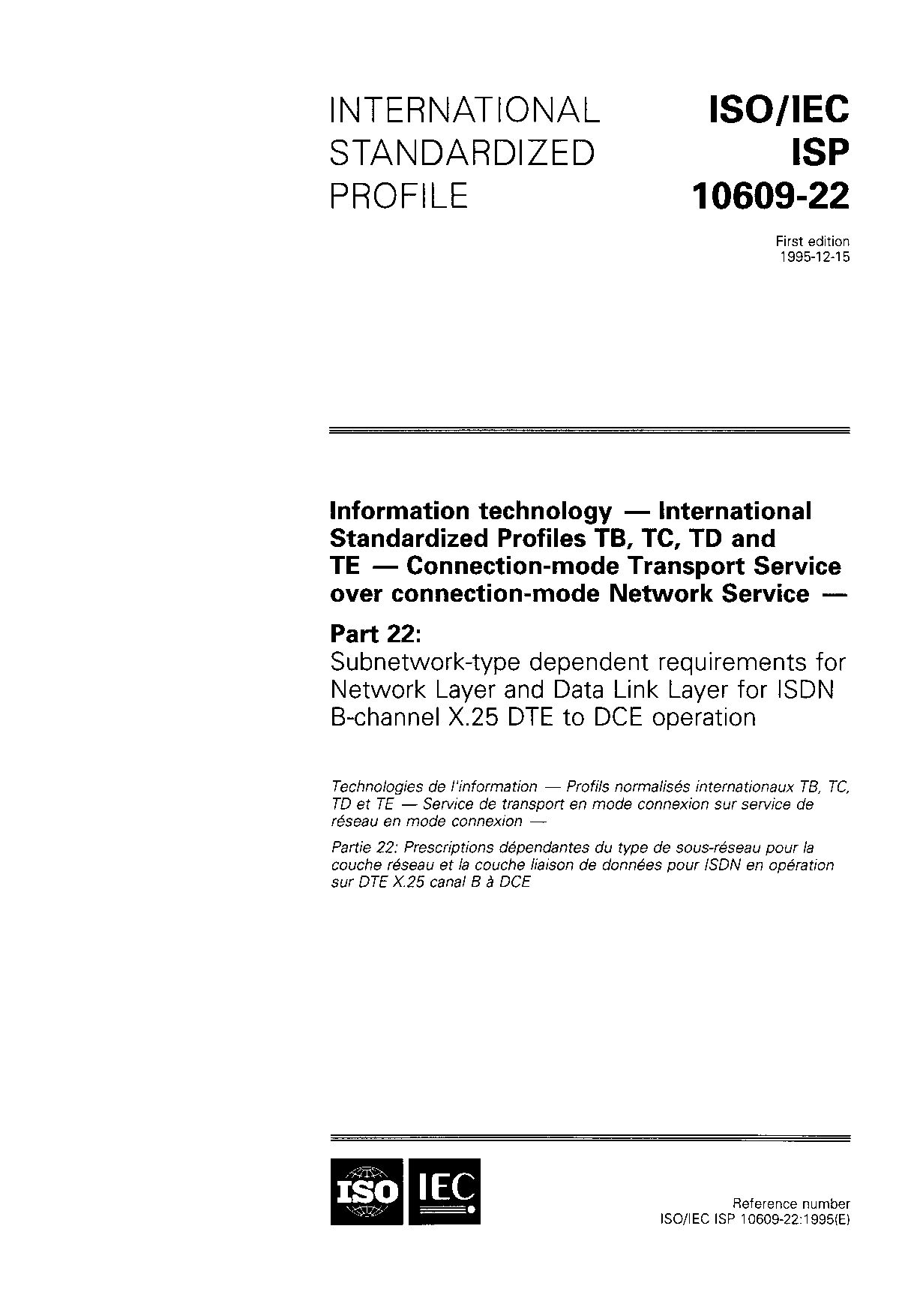 ISO/IEC ISP 10609-22:1995