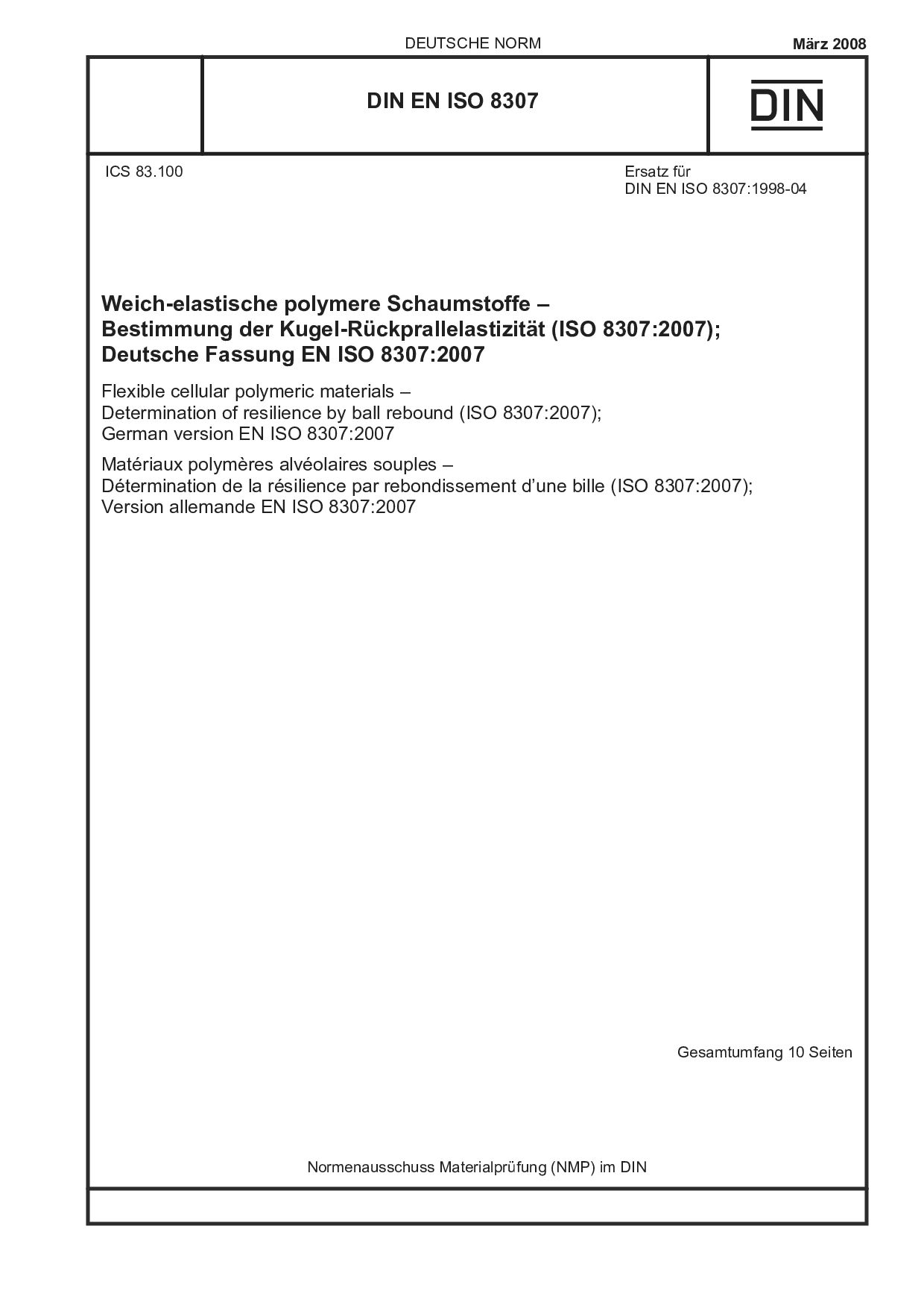 DIN EN ISO 8307:2008封面图