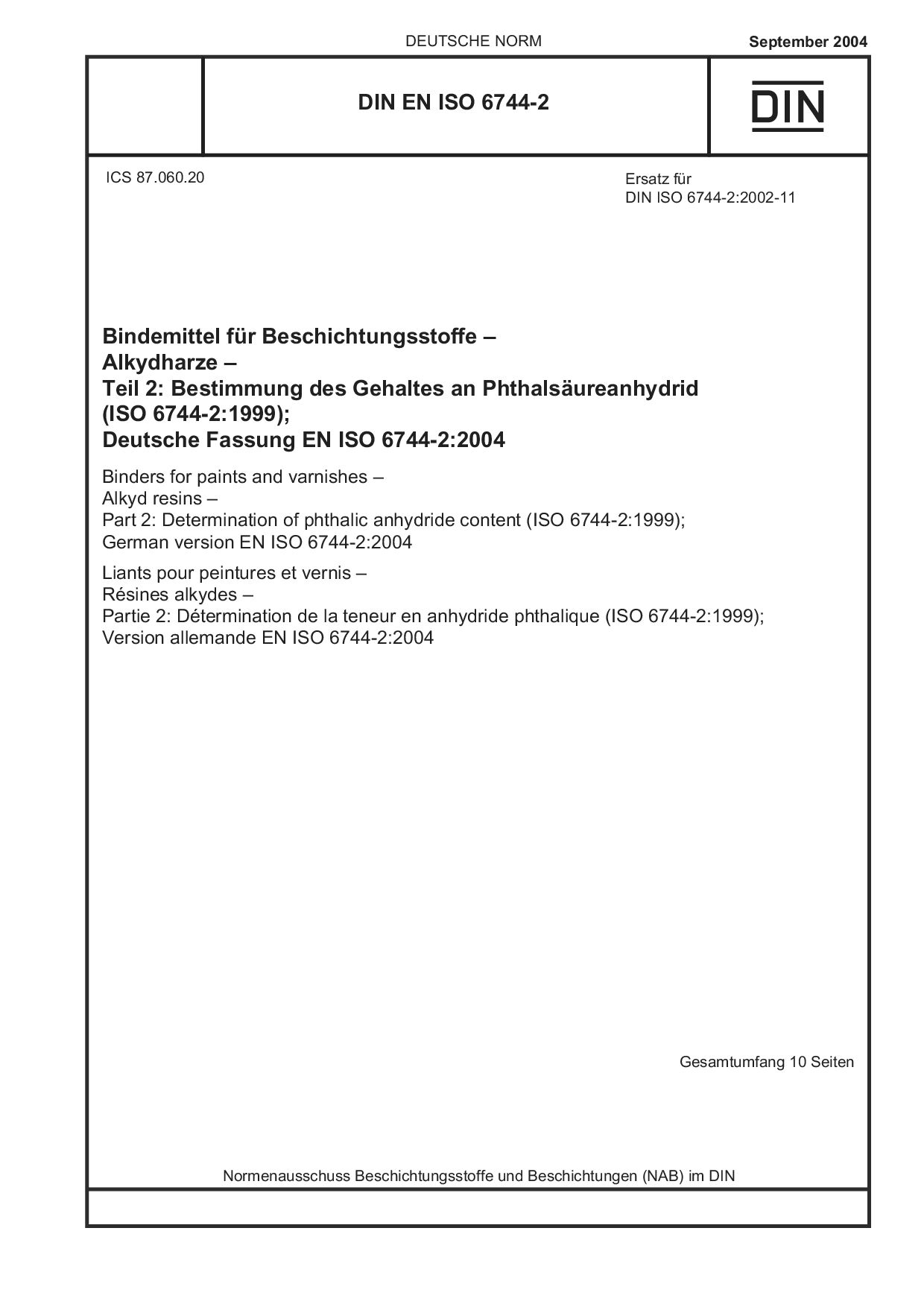 DIN EN ISO 6744-2:2004封面图