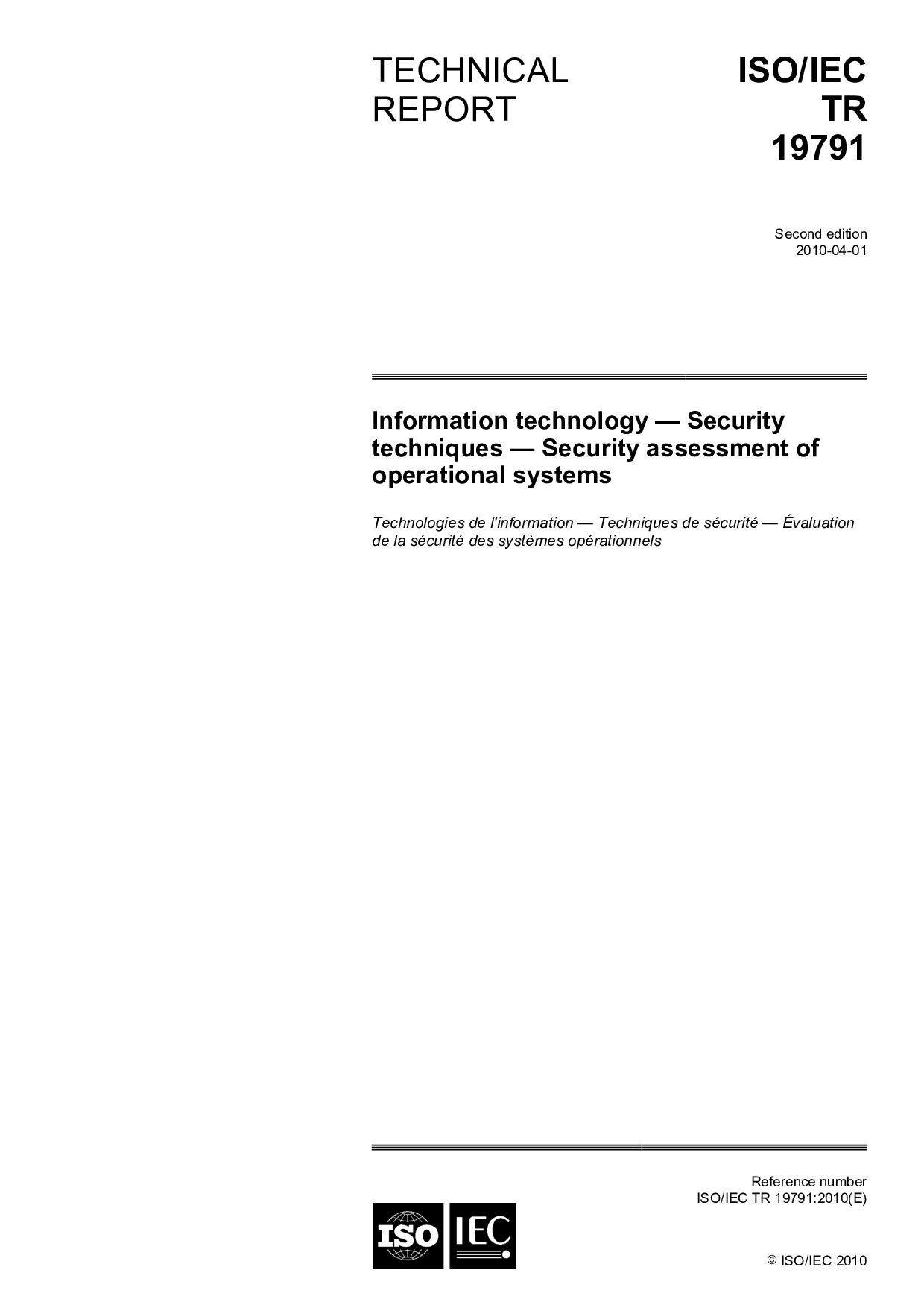 ISO/IEC TR 19791:2010封面图