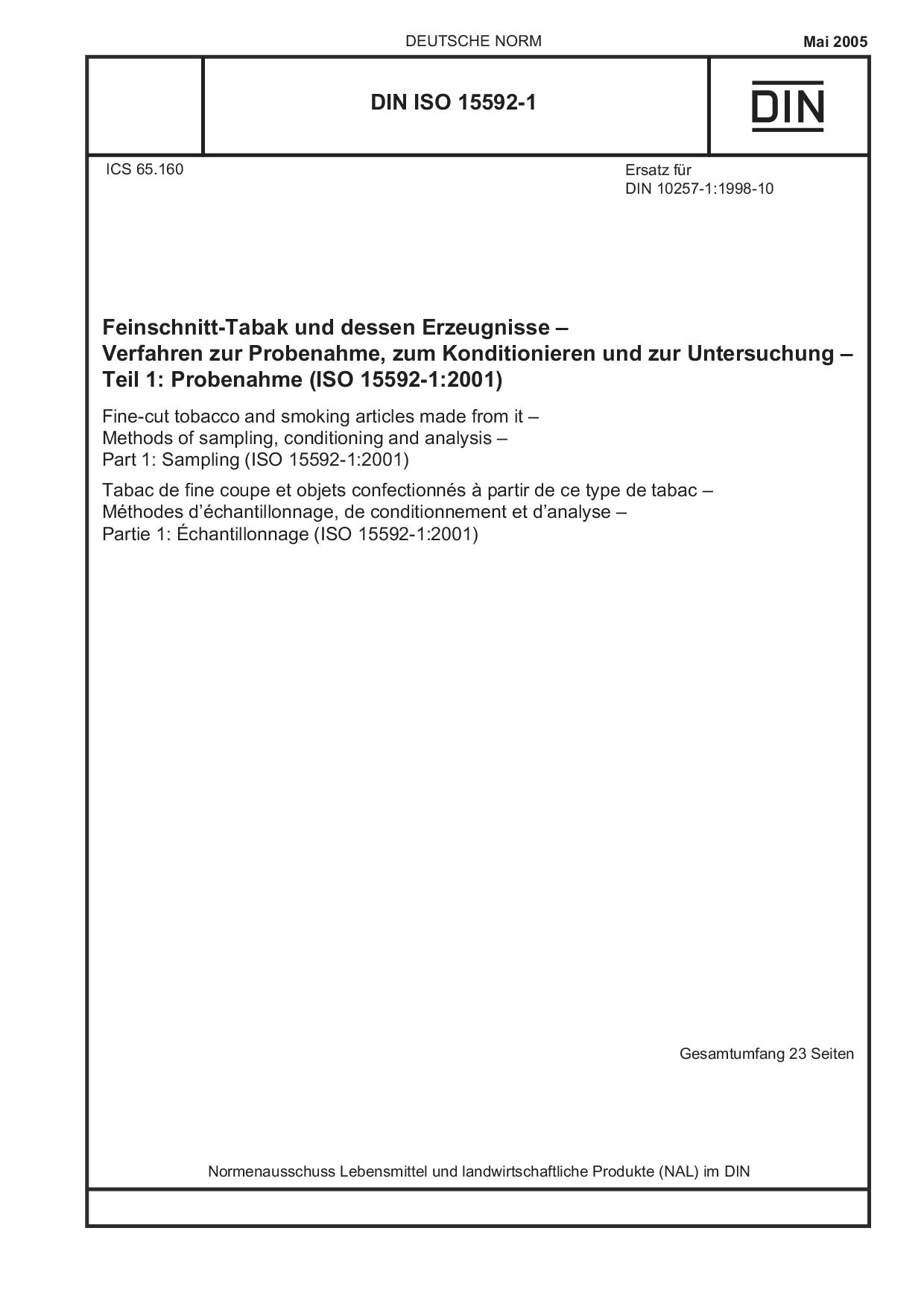 DIN ISO 15592-1:2005