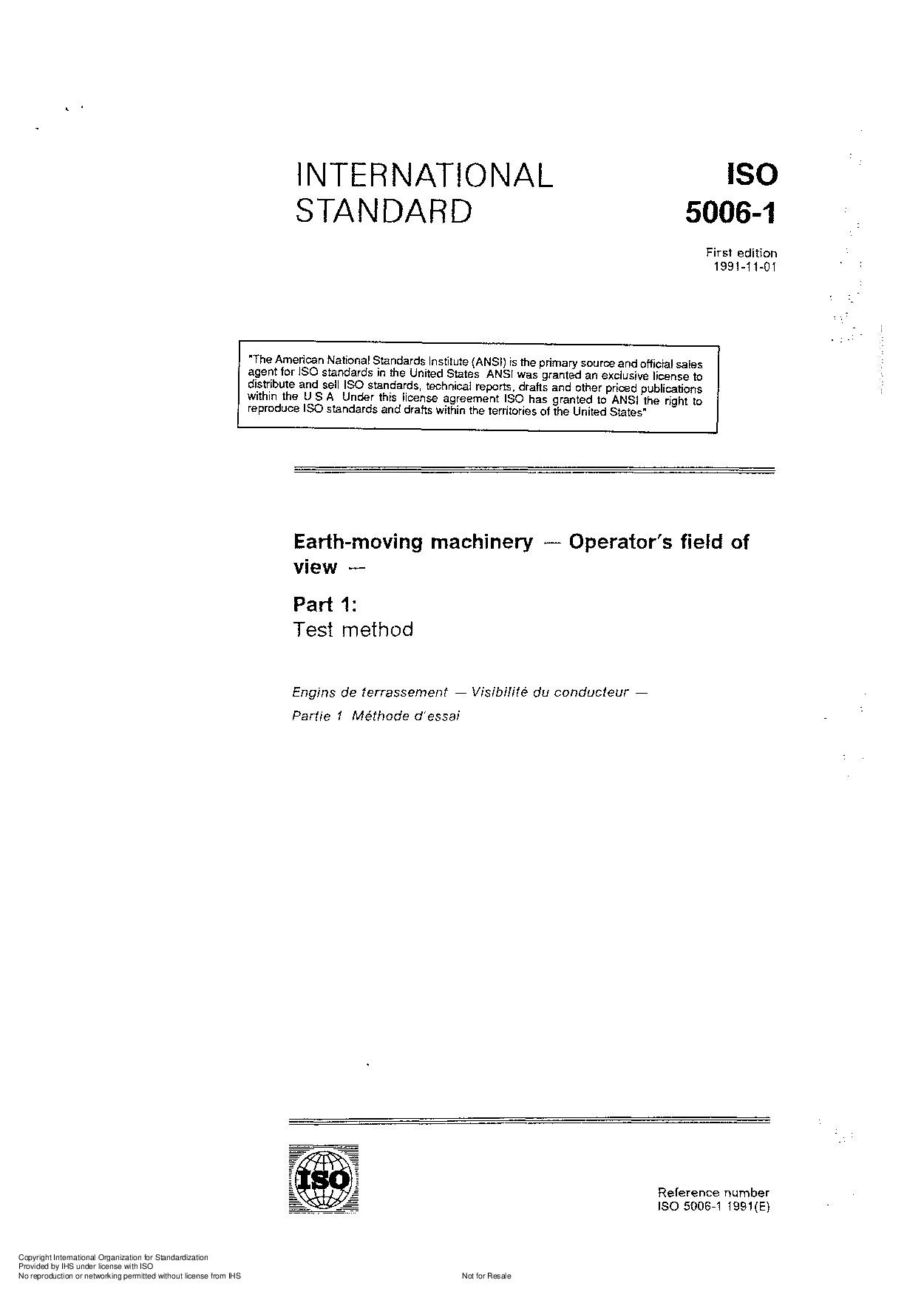 ISO 5006-1:1991封面图