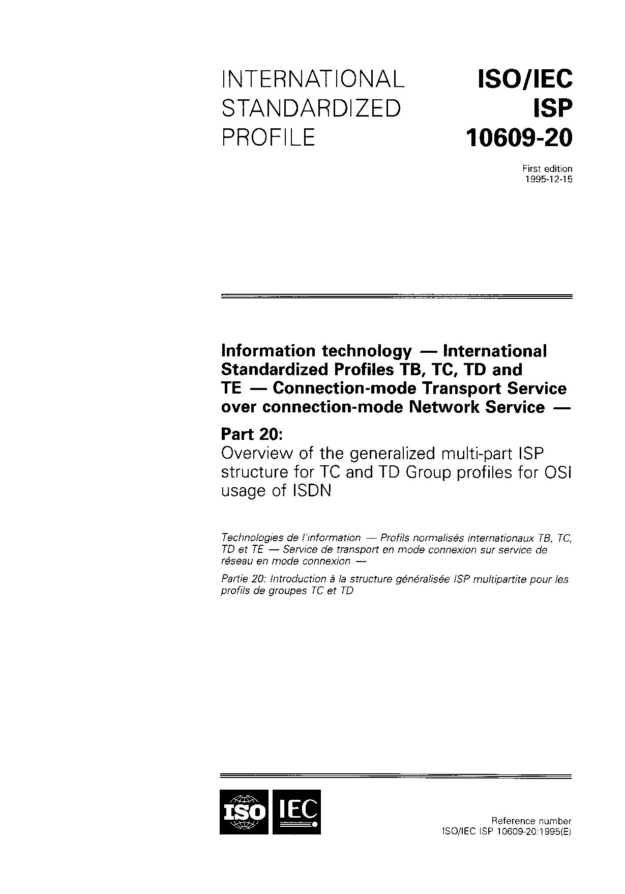 ISO/IEC ISP 10609-20:1995