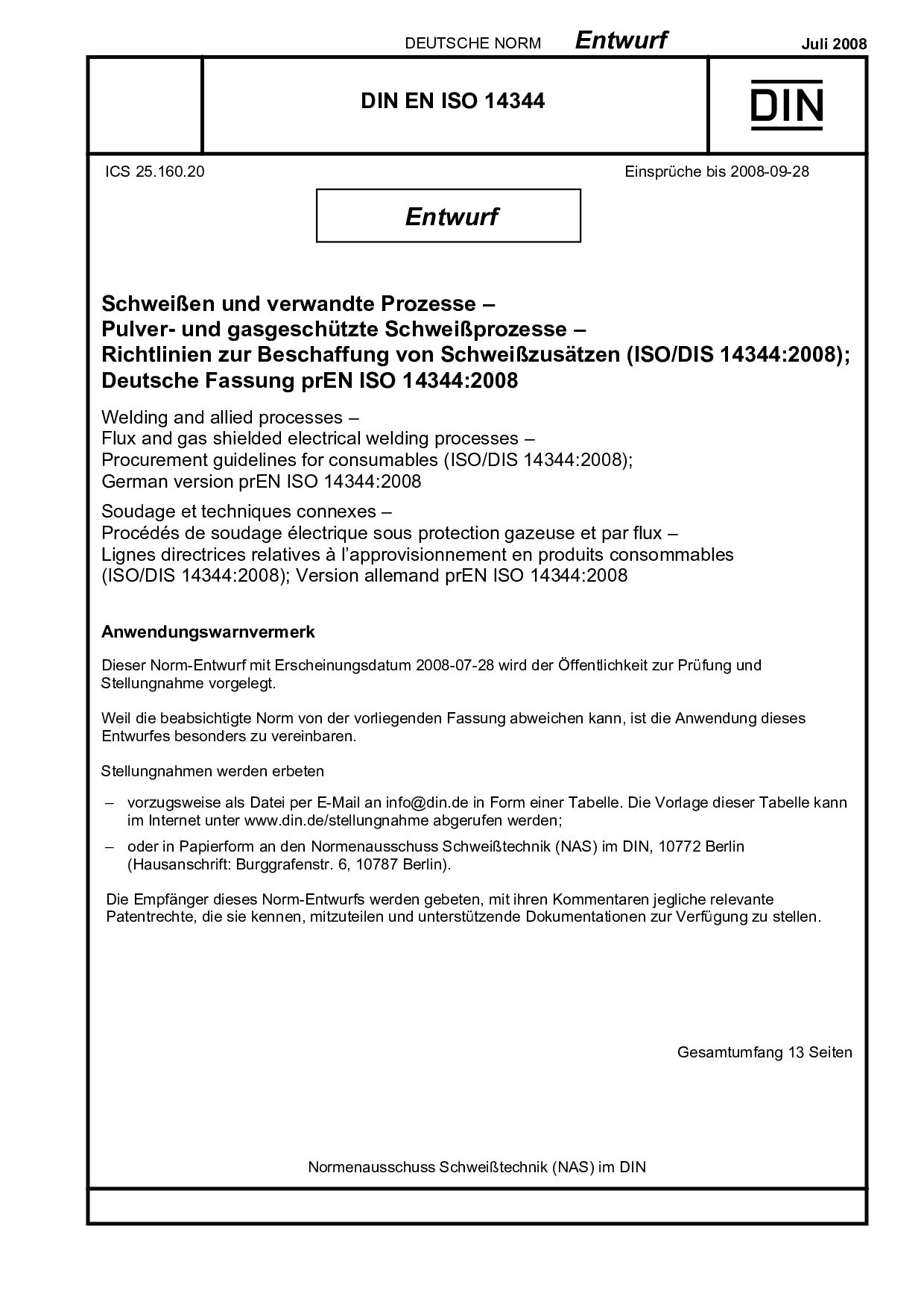 DIN EN ISO 14344 E:2008-07封面图