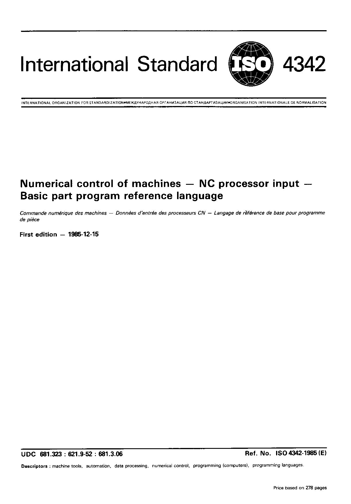 ISO 4342:1985封面图