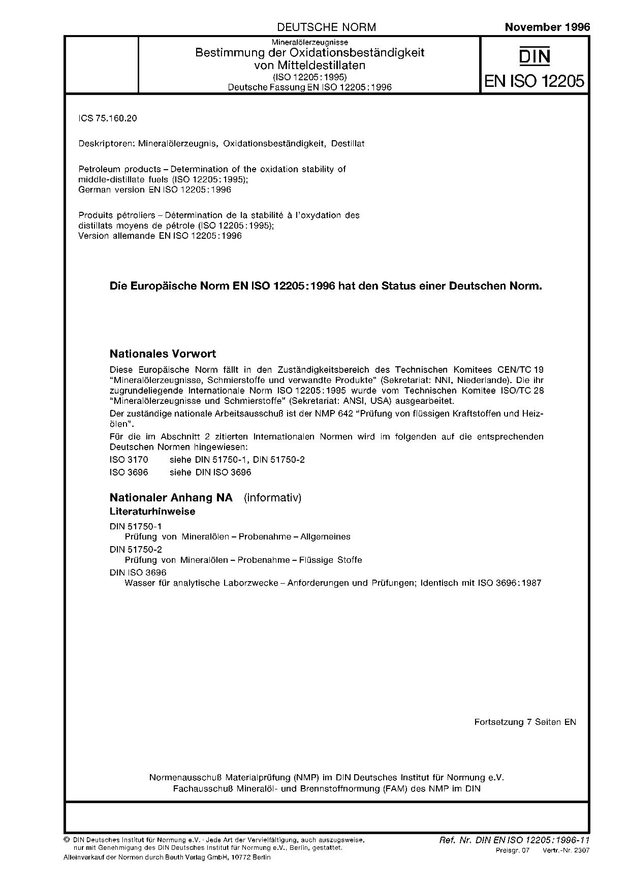 DIN EN ISO 12205:1996封面图