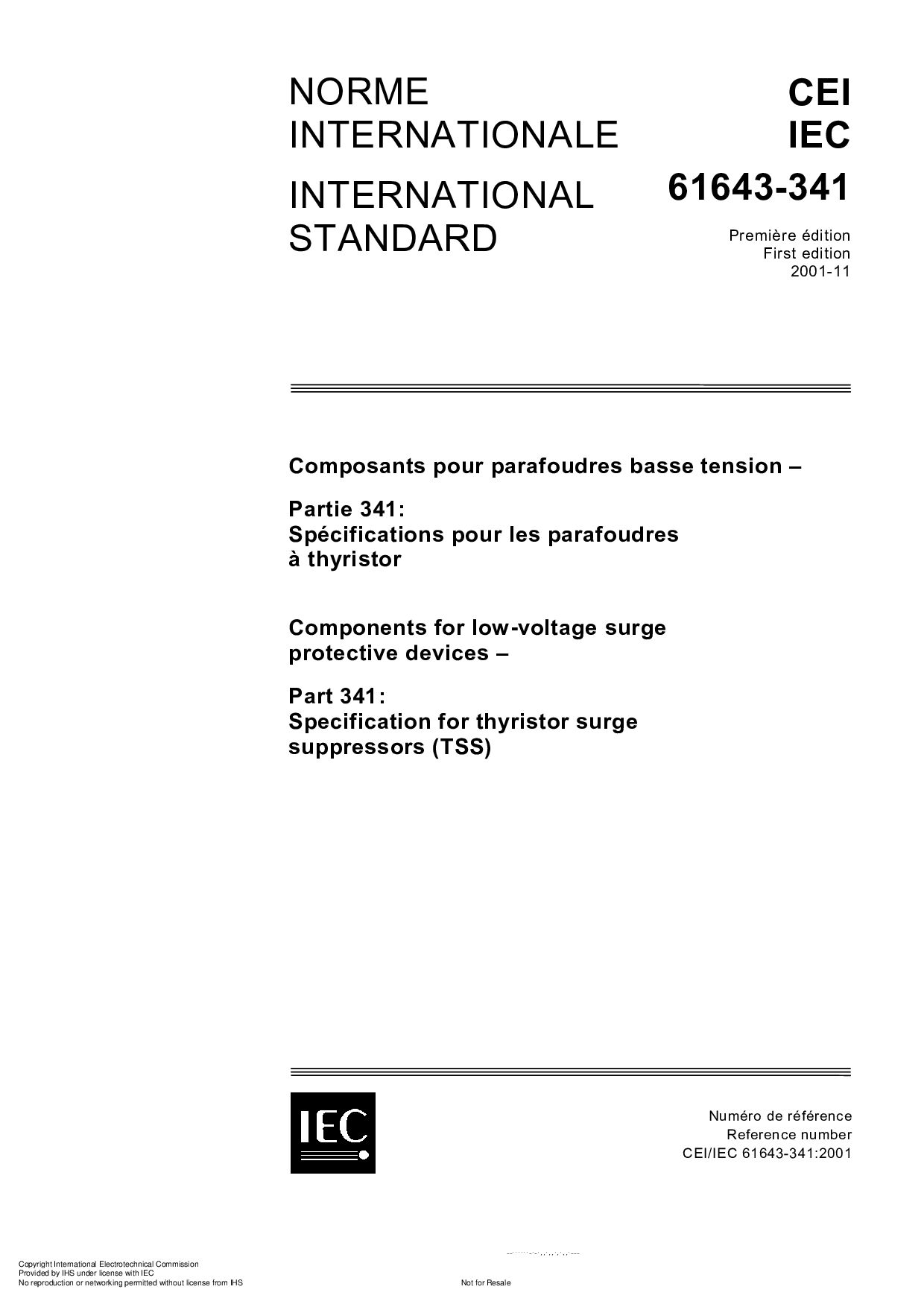 IEC 61643-341:2001封面图