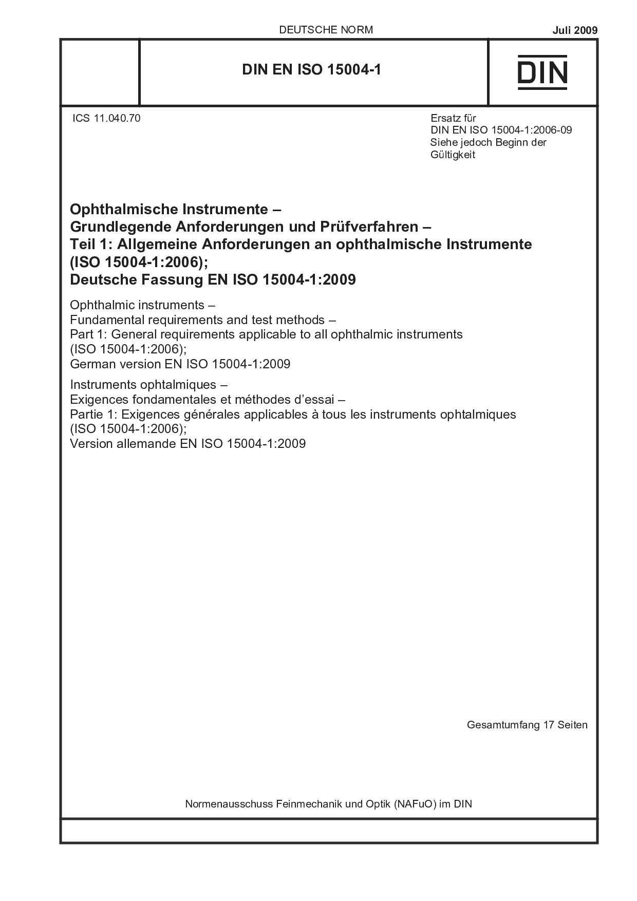 DIN EN ISO 15004-1:2009封面图