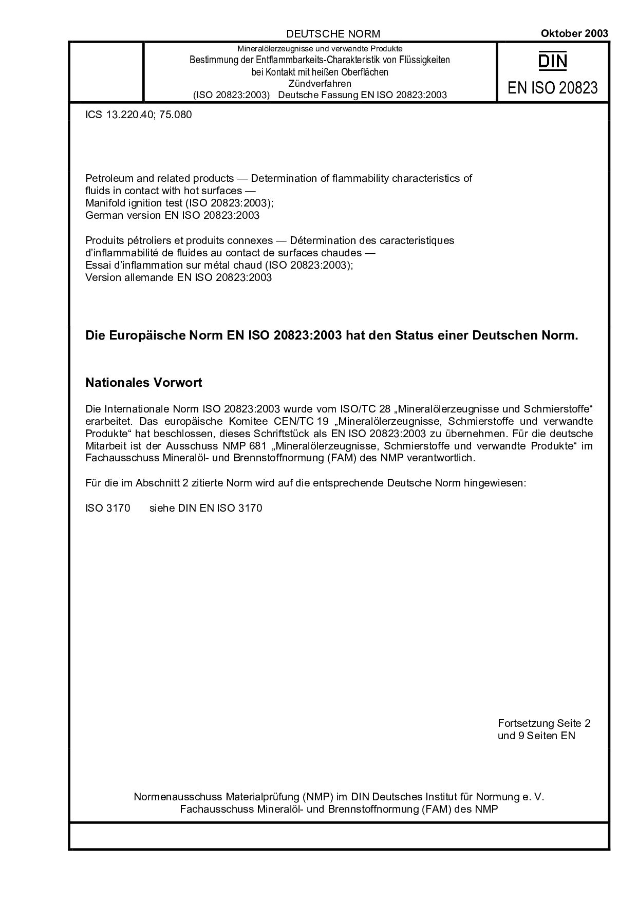 DIN EN ISO 20823:2003-10封面图