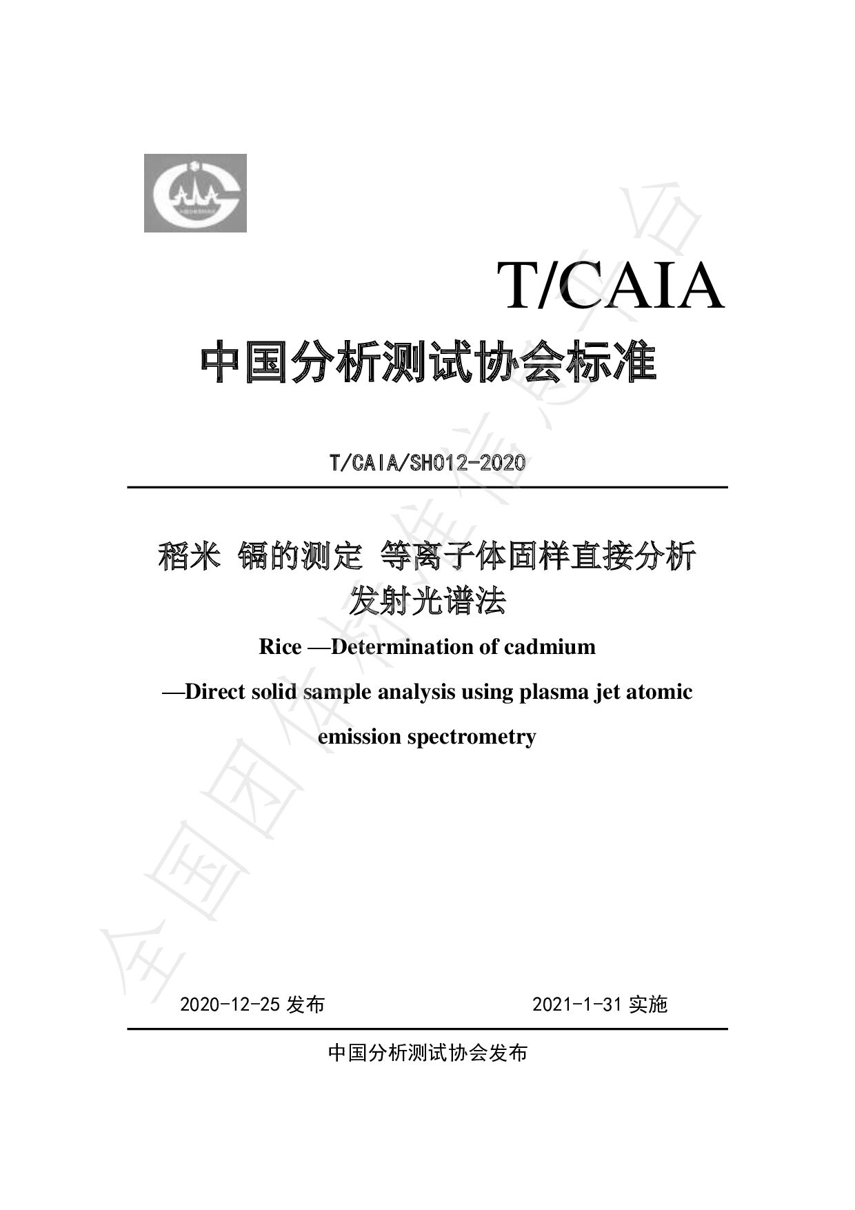 T/CAIA SH012—2020