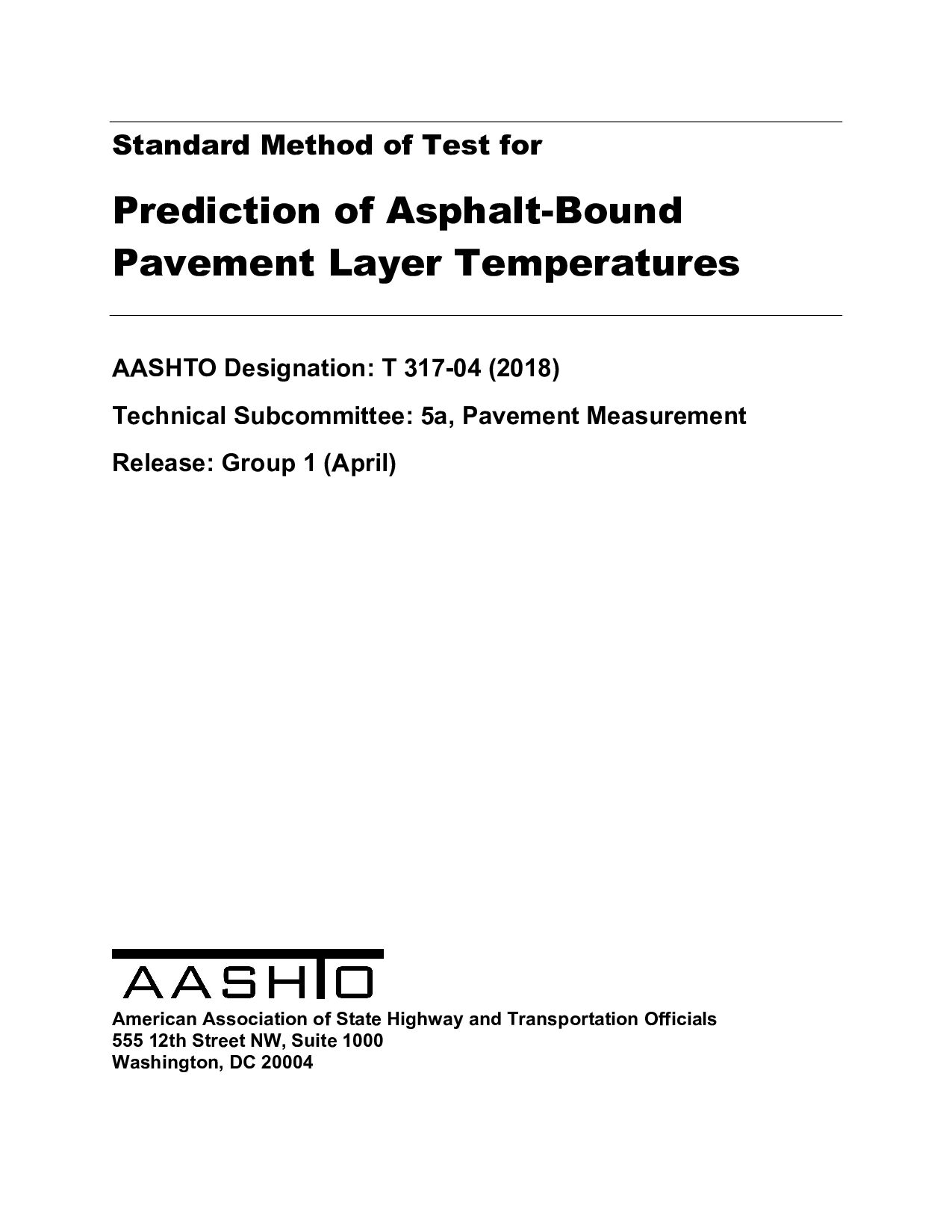 AASHTO T 317-2004(R2018)封面图