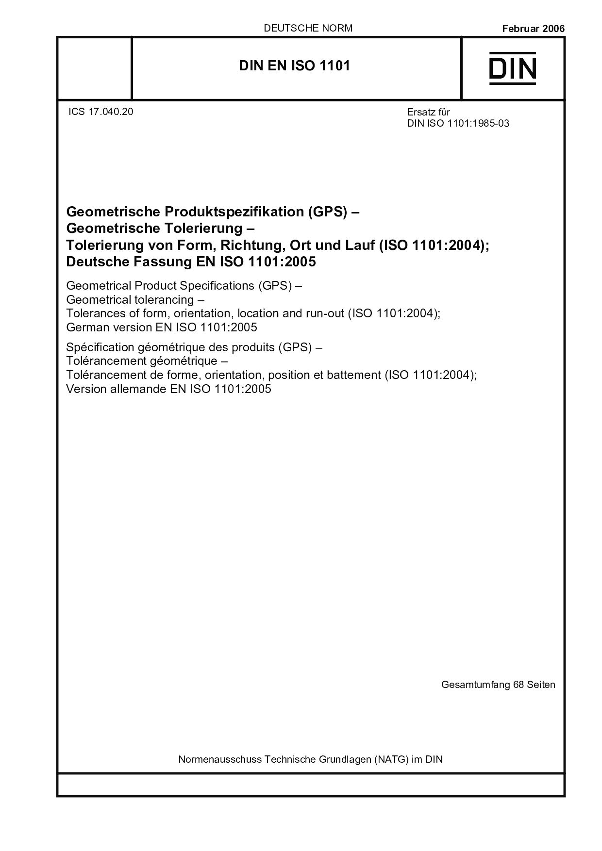 DIN EN ISO 1101:2006封面图