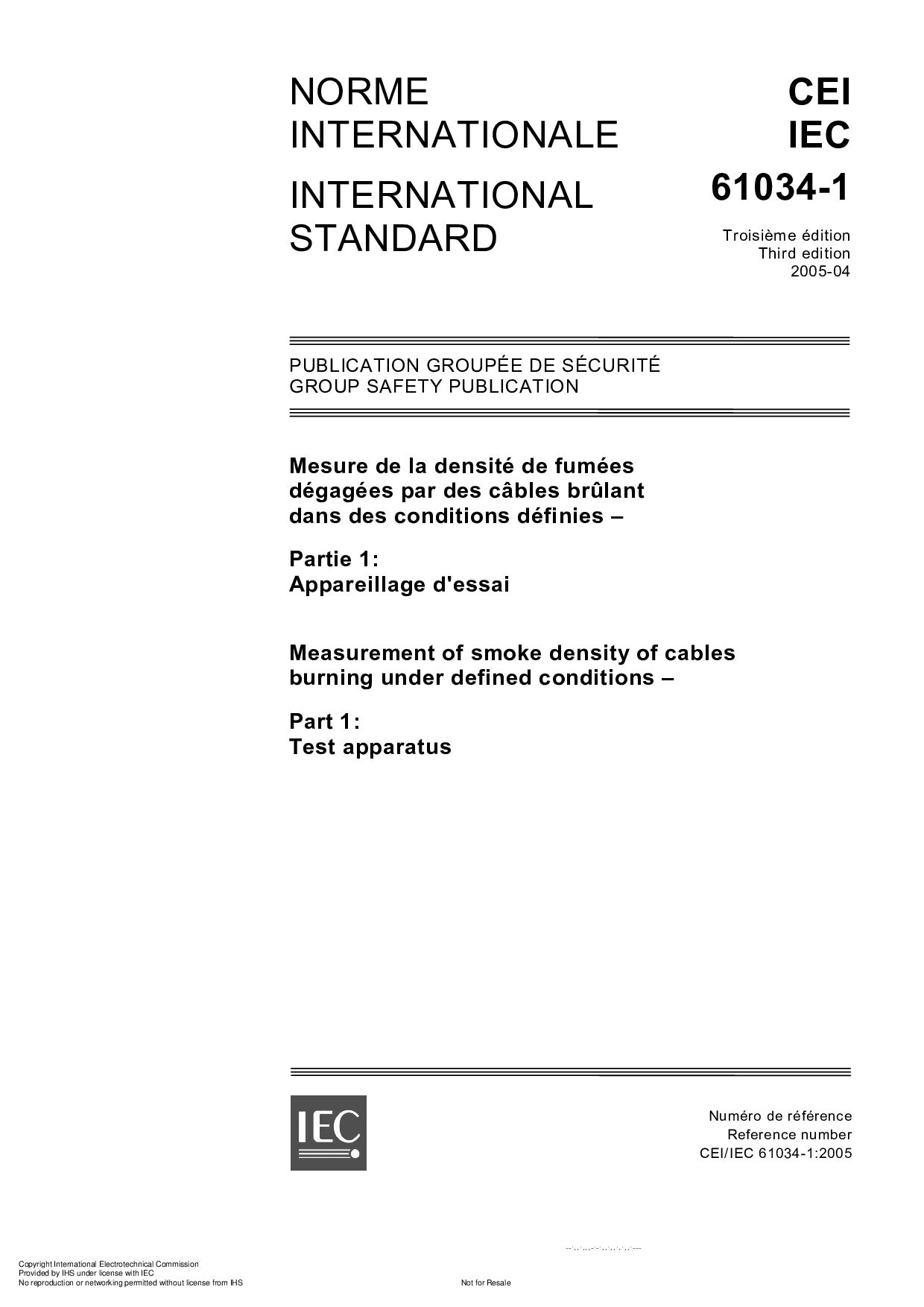 IEC 61034-1:2005封面图