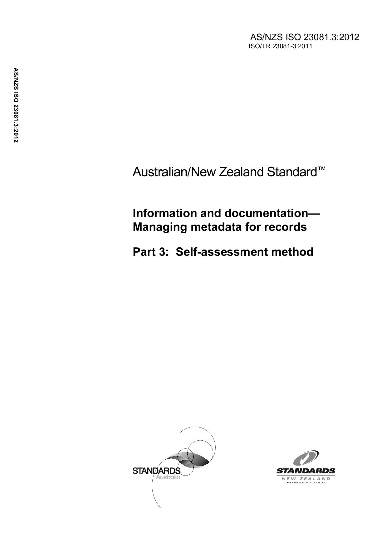 AS/NZS ISO 23081.3:2012封面图
