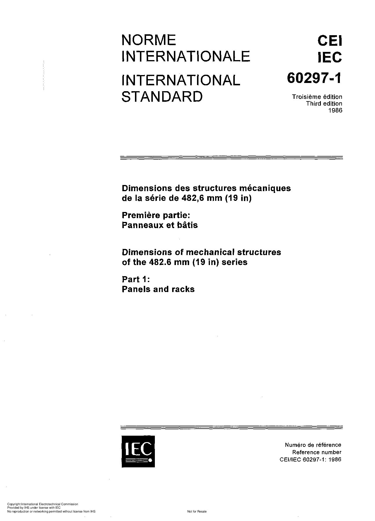 IEC 60297-1:1986封面图