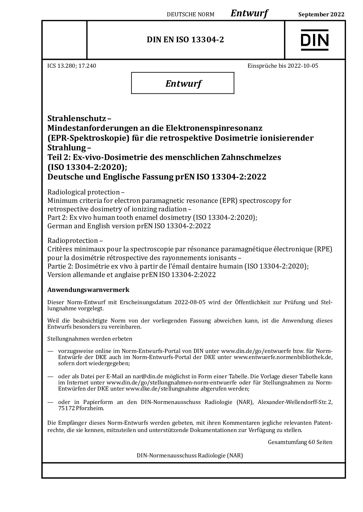 DIN EN ISO 13304-2 E:2022-09封面图