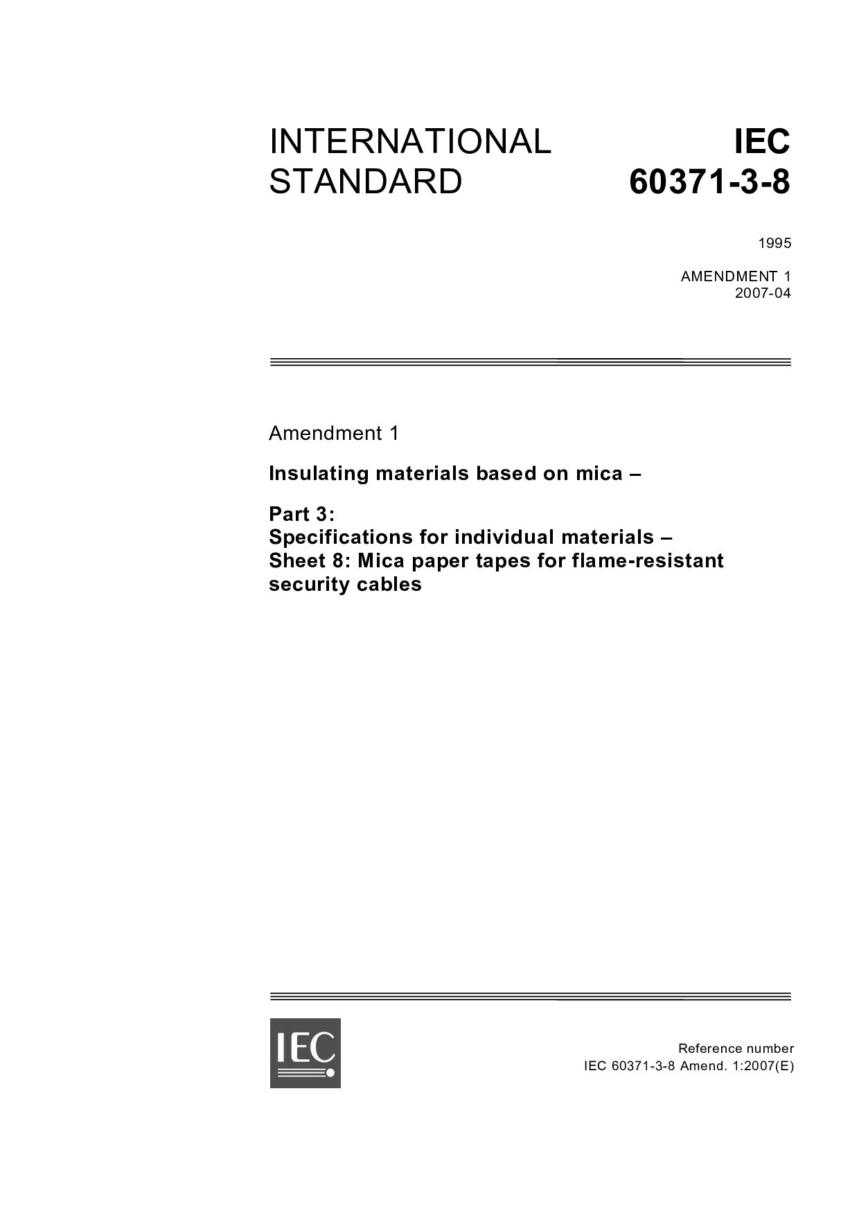 IEC 60371-3-8:1995/AMD1:2007封面图