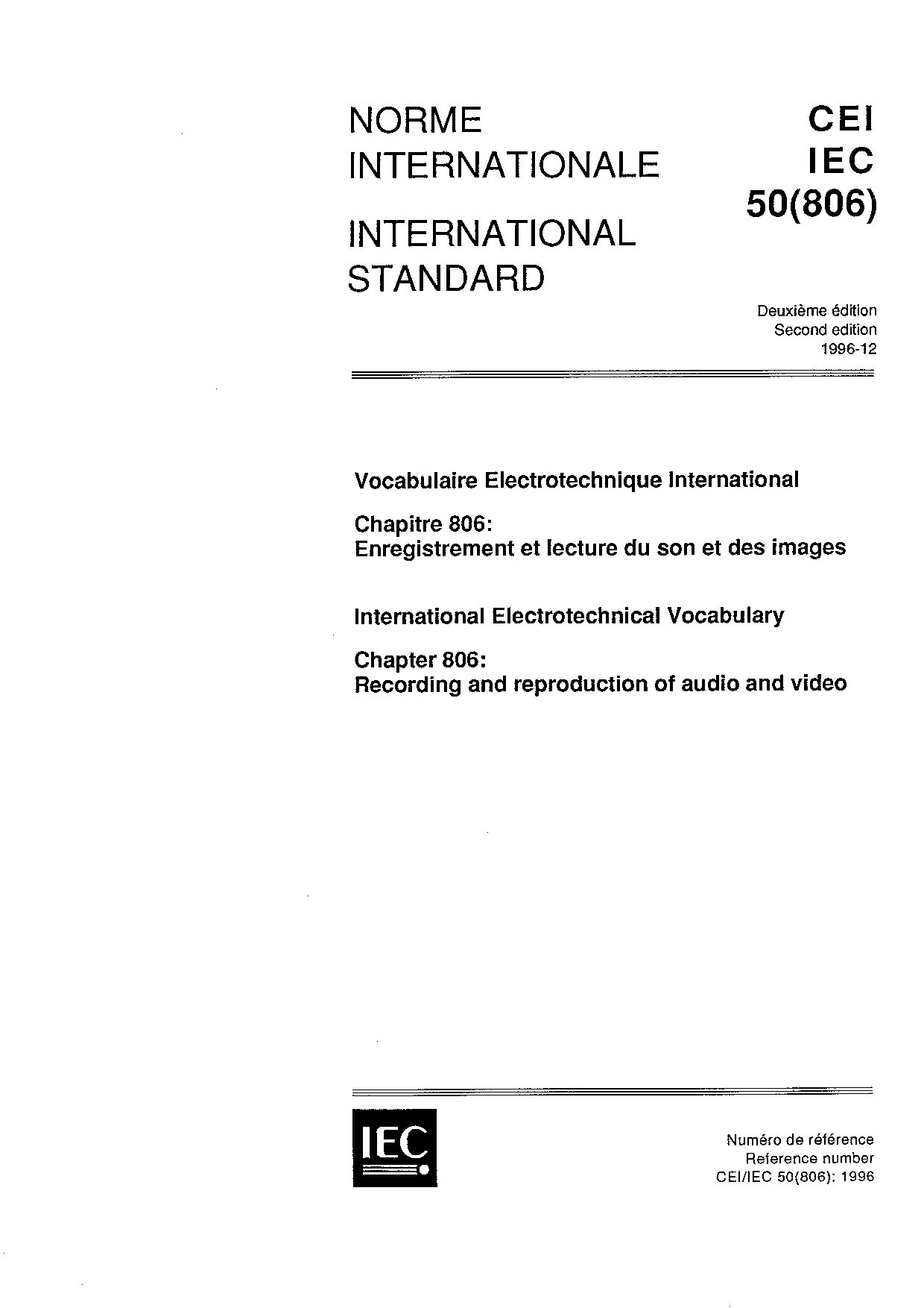 IEC 60050-806:1996封面图