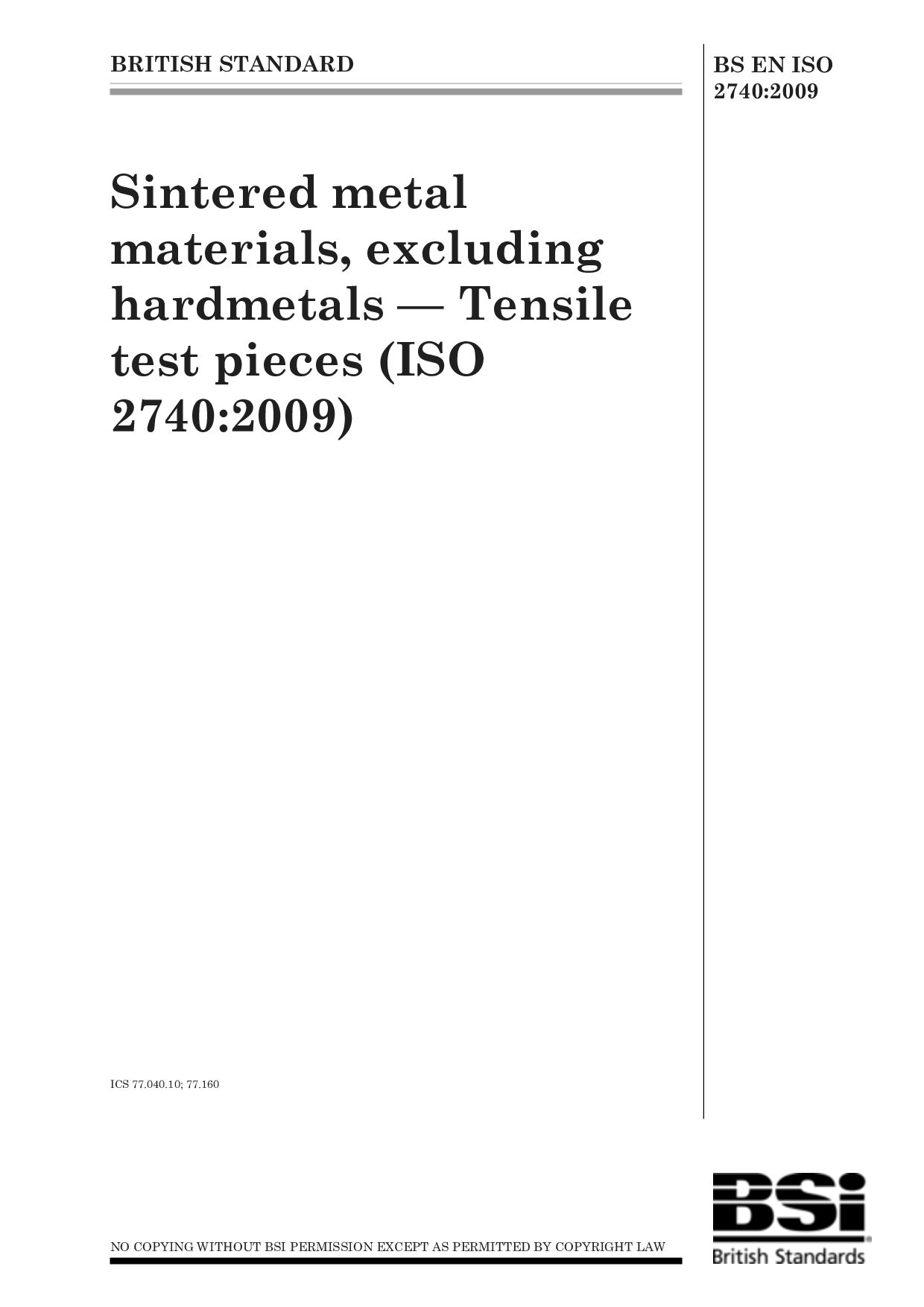 BS EN ISO 2740:2009
