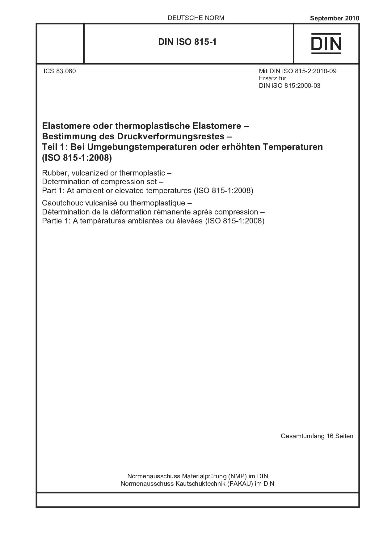 DIN ISO 815-1:2010封面图