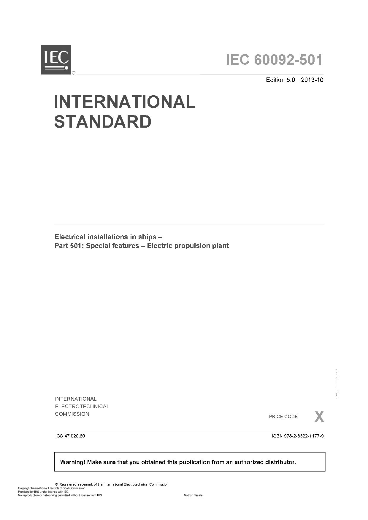 IEC 60092-501:2013封面图